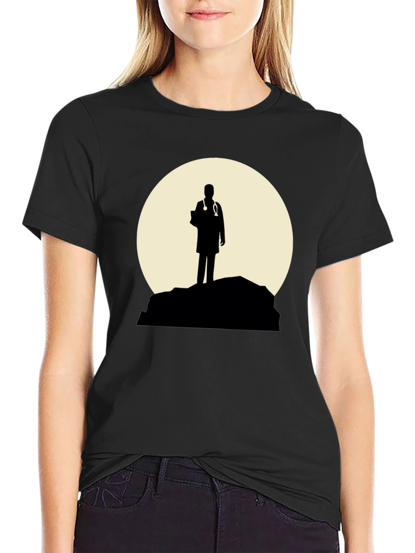 Black Doctor Silhouette Graphic T-Shirt - Black view 2