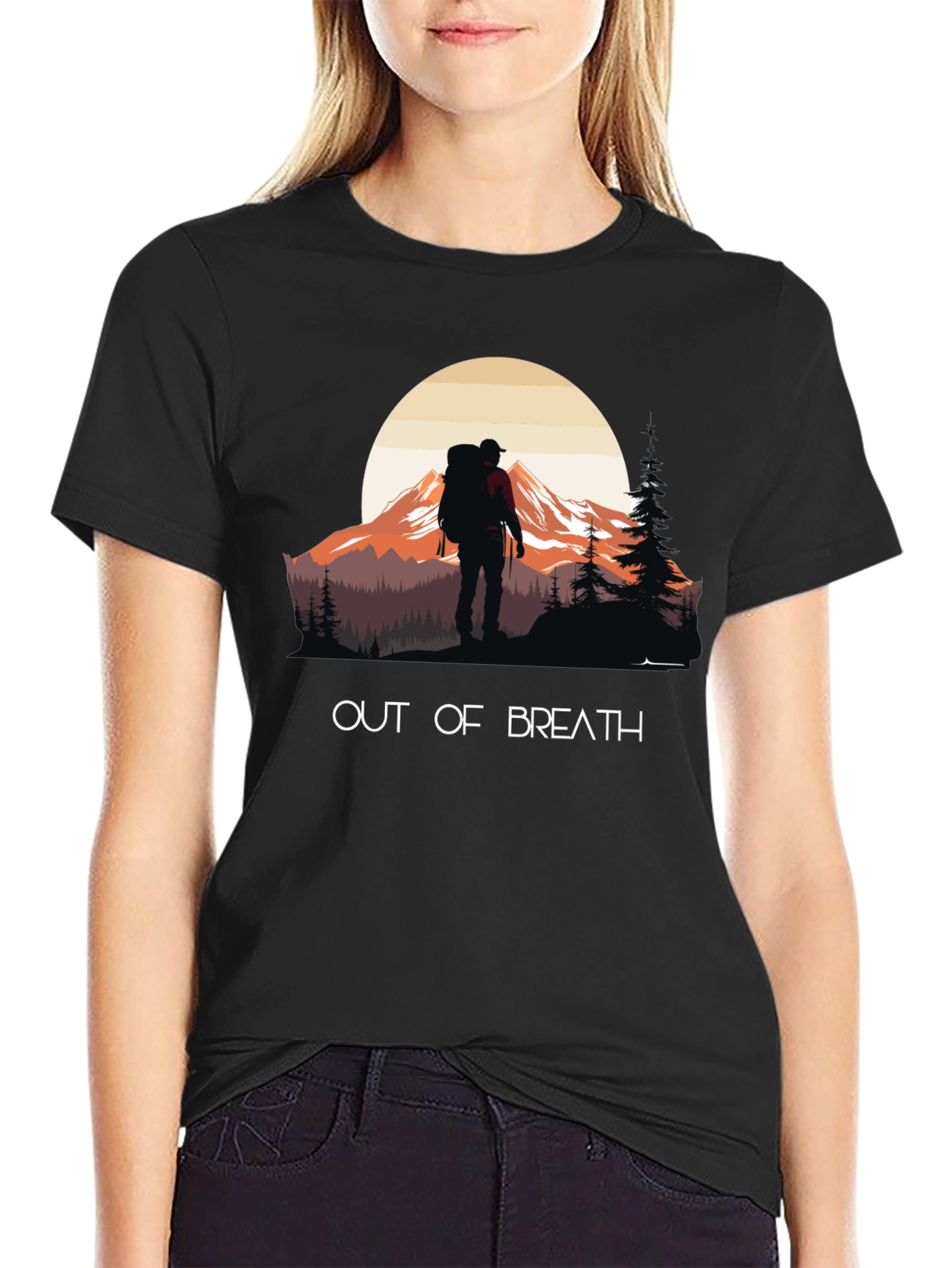 Black Out of Breath Hiking T-Shirt - Mountain Adventure view 2