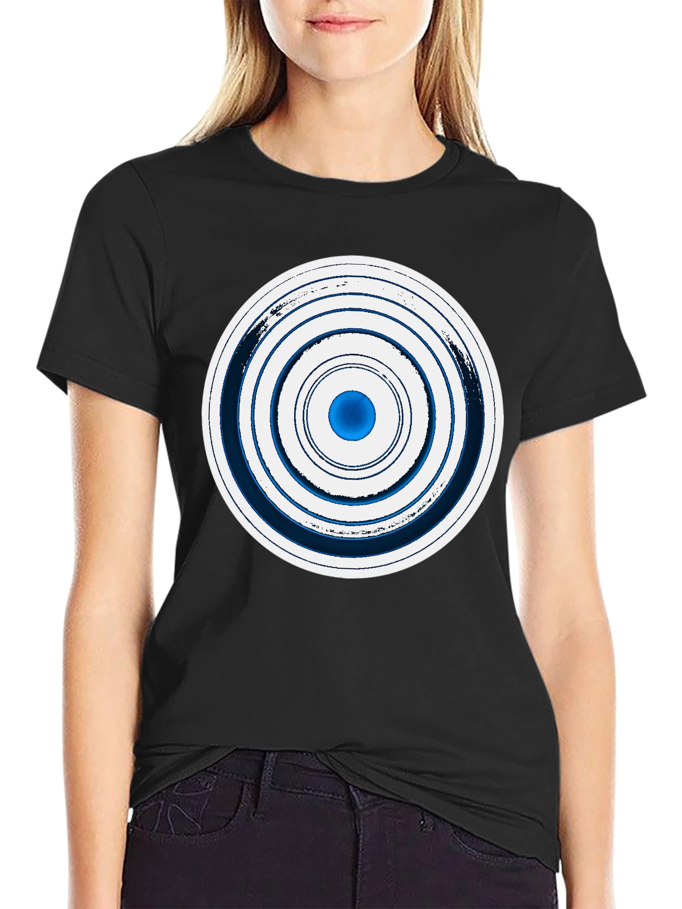 Geometric Circle Graphic Tee - Stylish Men's Black T-Shirt - 2