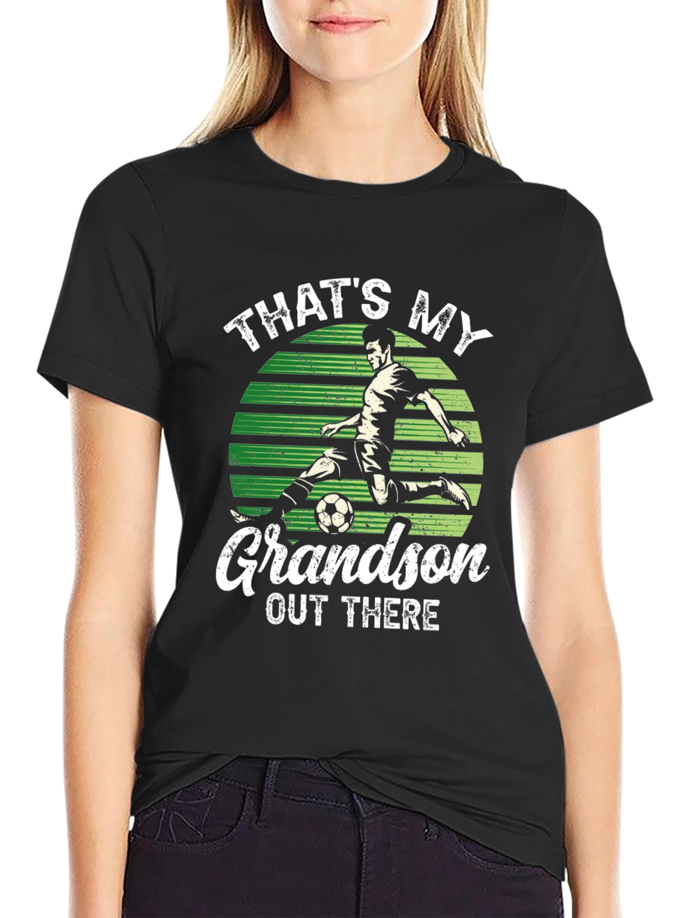 Black That's My Grandson Soccer Graphic Tee view 2