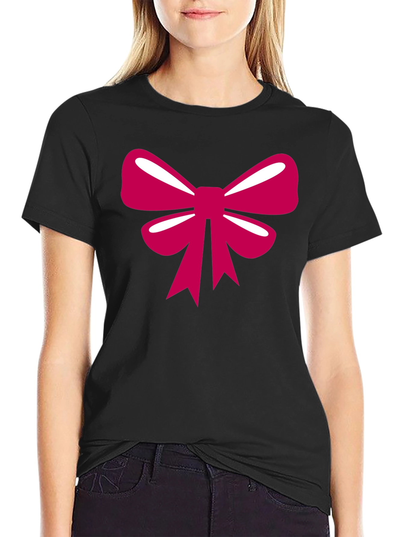 Black Bow Graphic T-Shirt - Stylish Casual Tee view 2