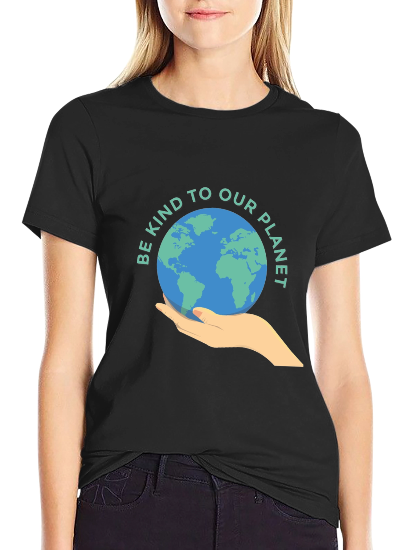 Black Eco-Friendly Graphic Tee - Be Kind to Our Planet view 2