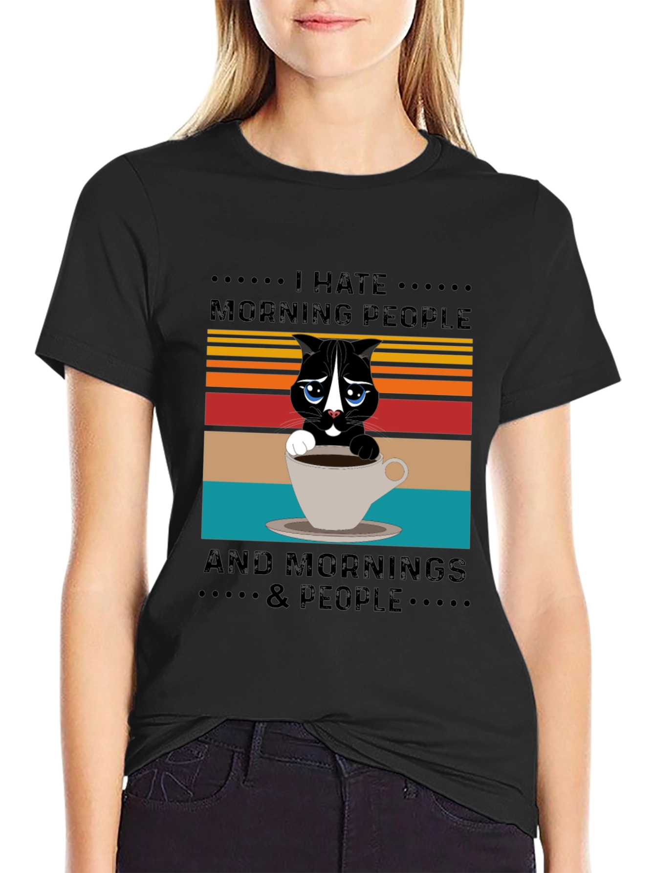 Black I Hate Morning People T-Shirt view 2