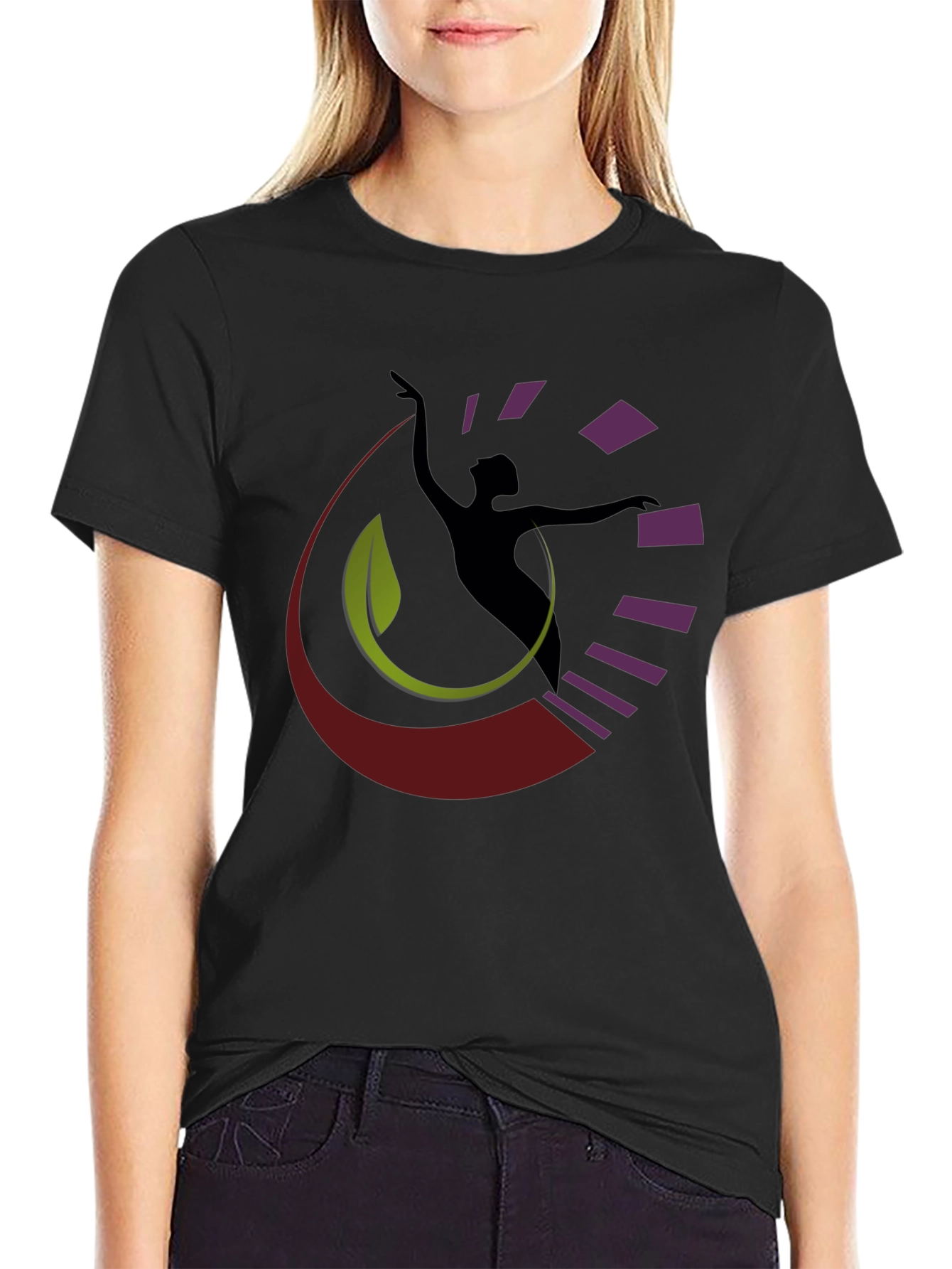 Black Abstract Dancer Graphic Black T-Shirt view 2