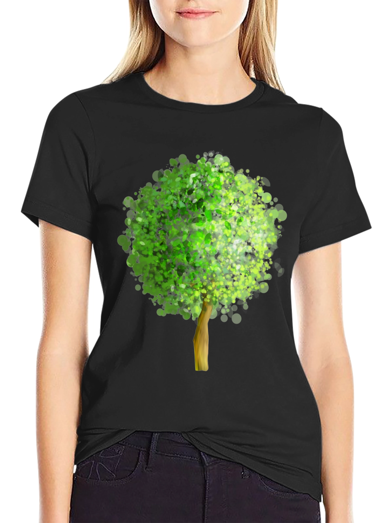 Black Arboreal Print Black T-Shirt view 2