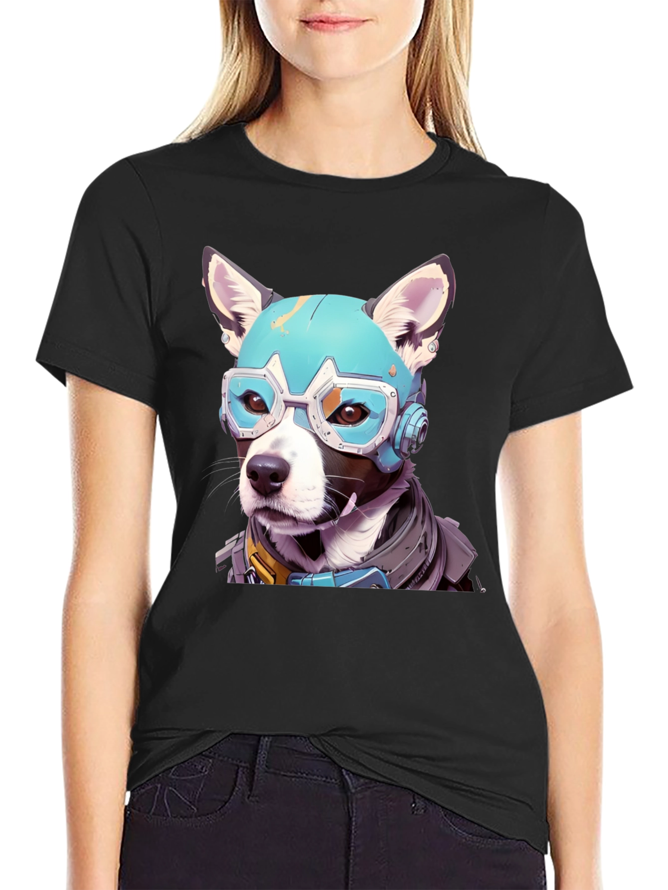 Black Cyber Dog Graphic Tee view 2