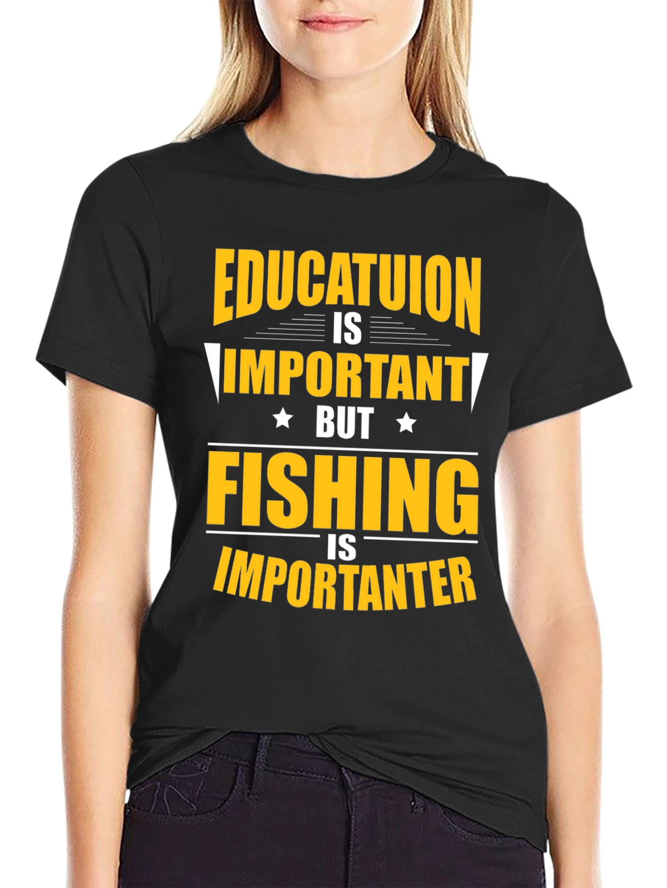 Black Fishing Is Importanter Graphic Tee view 2