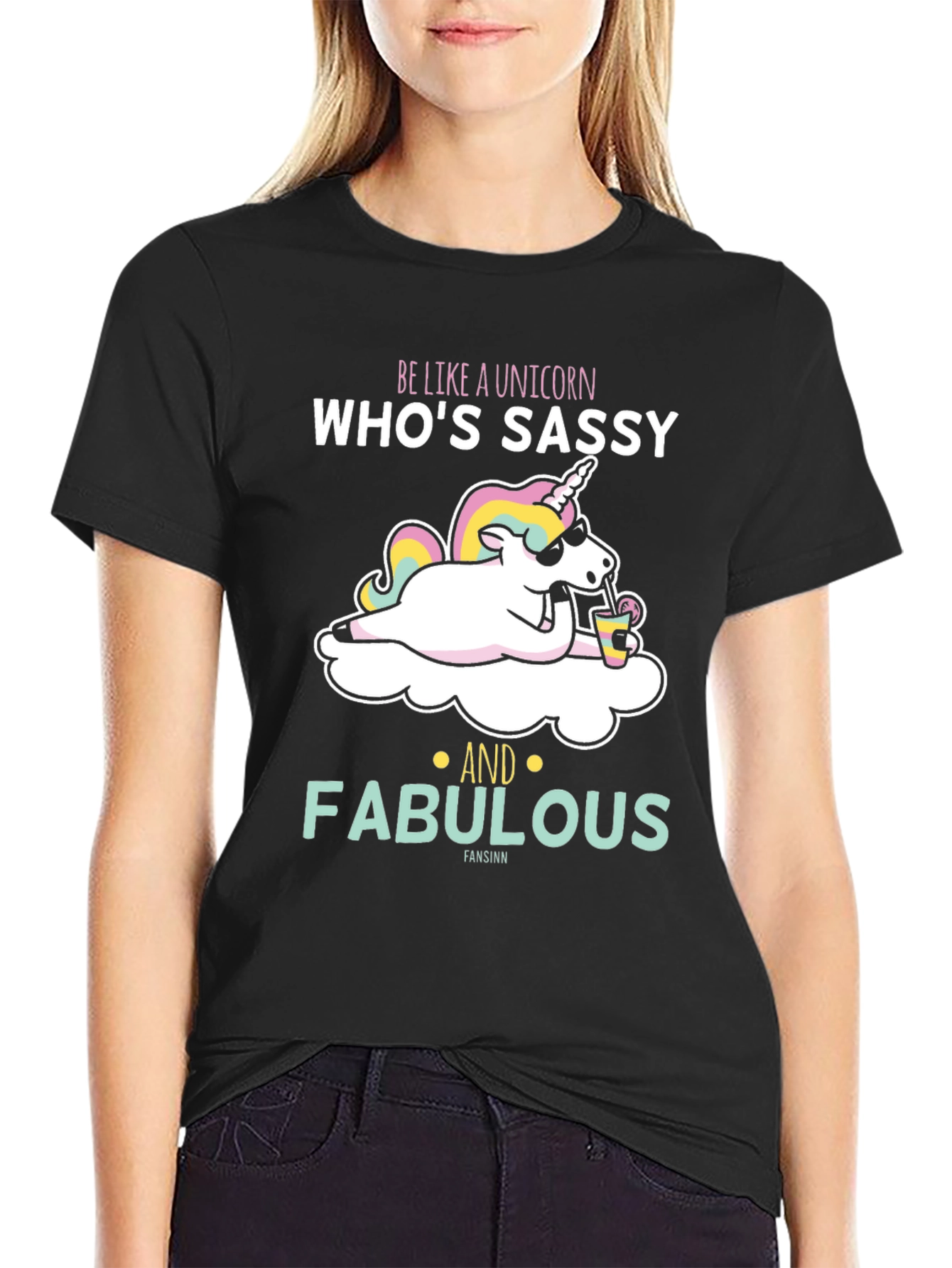 Black Sassy Unicorn T-Shirt view 2