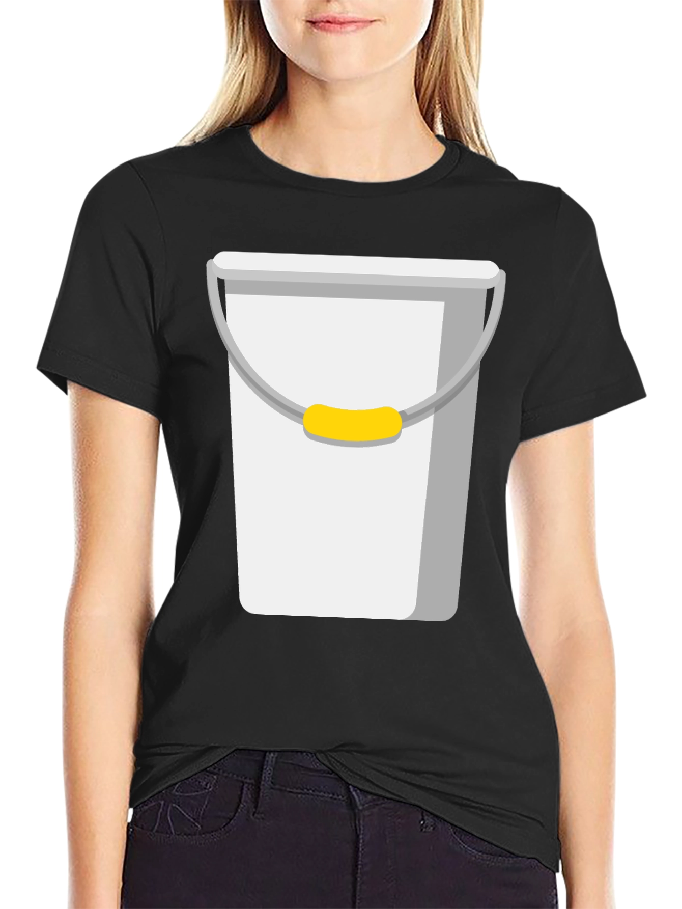 Black Novelty Bucket Graphic Tee - Quirky Casual Wear view 2