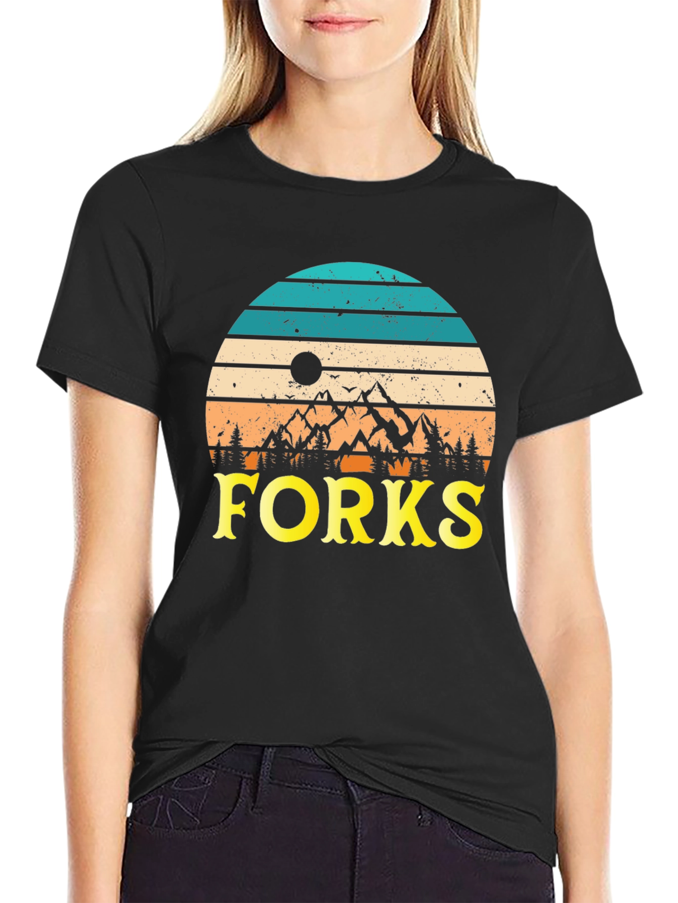 Black Vintage Forks Graphic Tee view 2