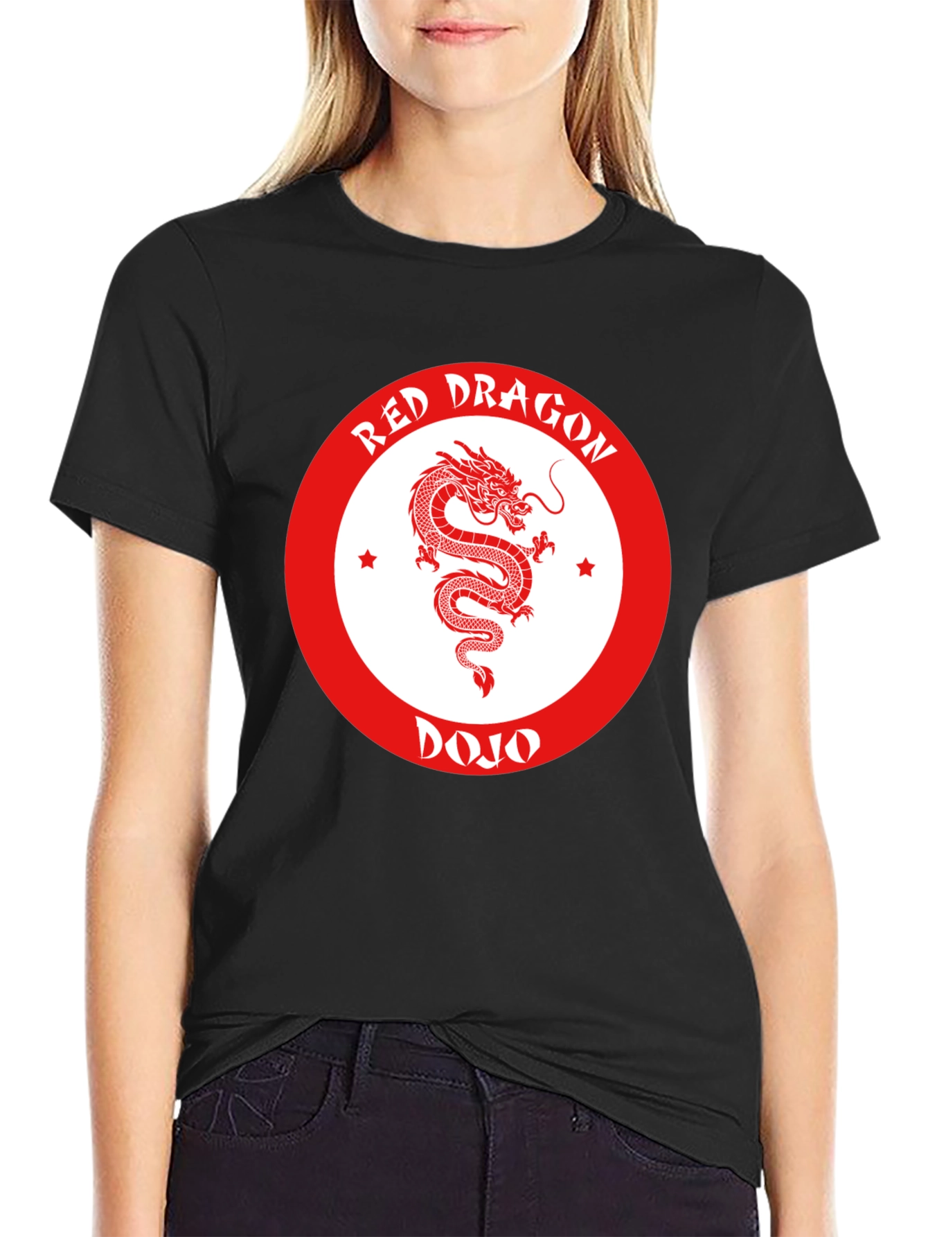 Red Dragon Dojo Black T-Shirt Martial Arts Graphic Tee - 2