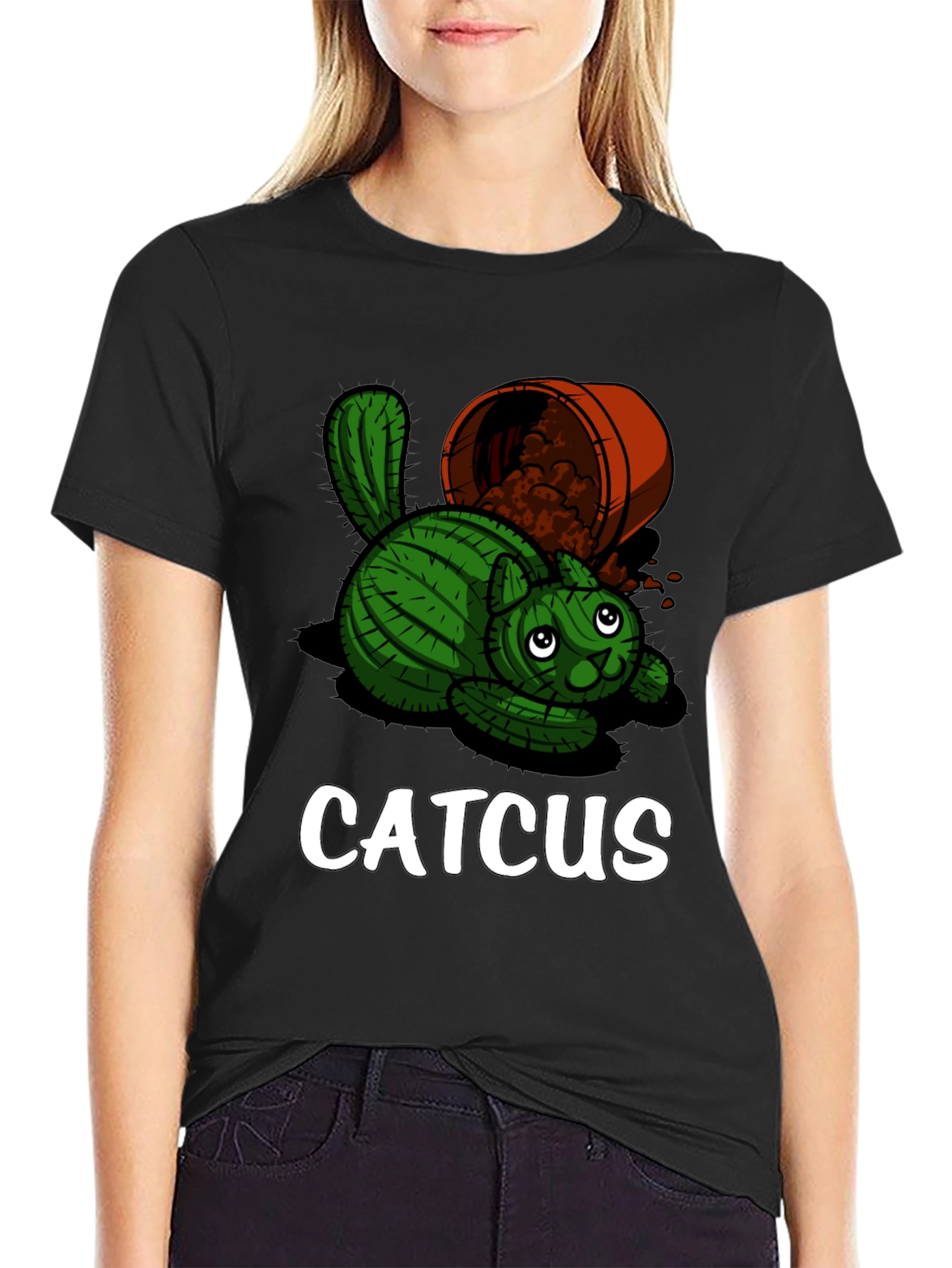 Black Catcus Graphic T-Shirt - Unique Funny Design view 2
