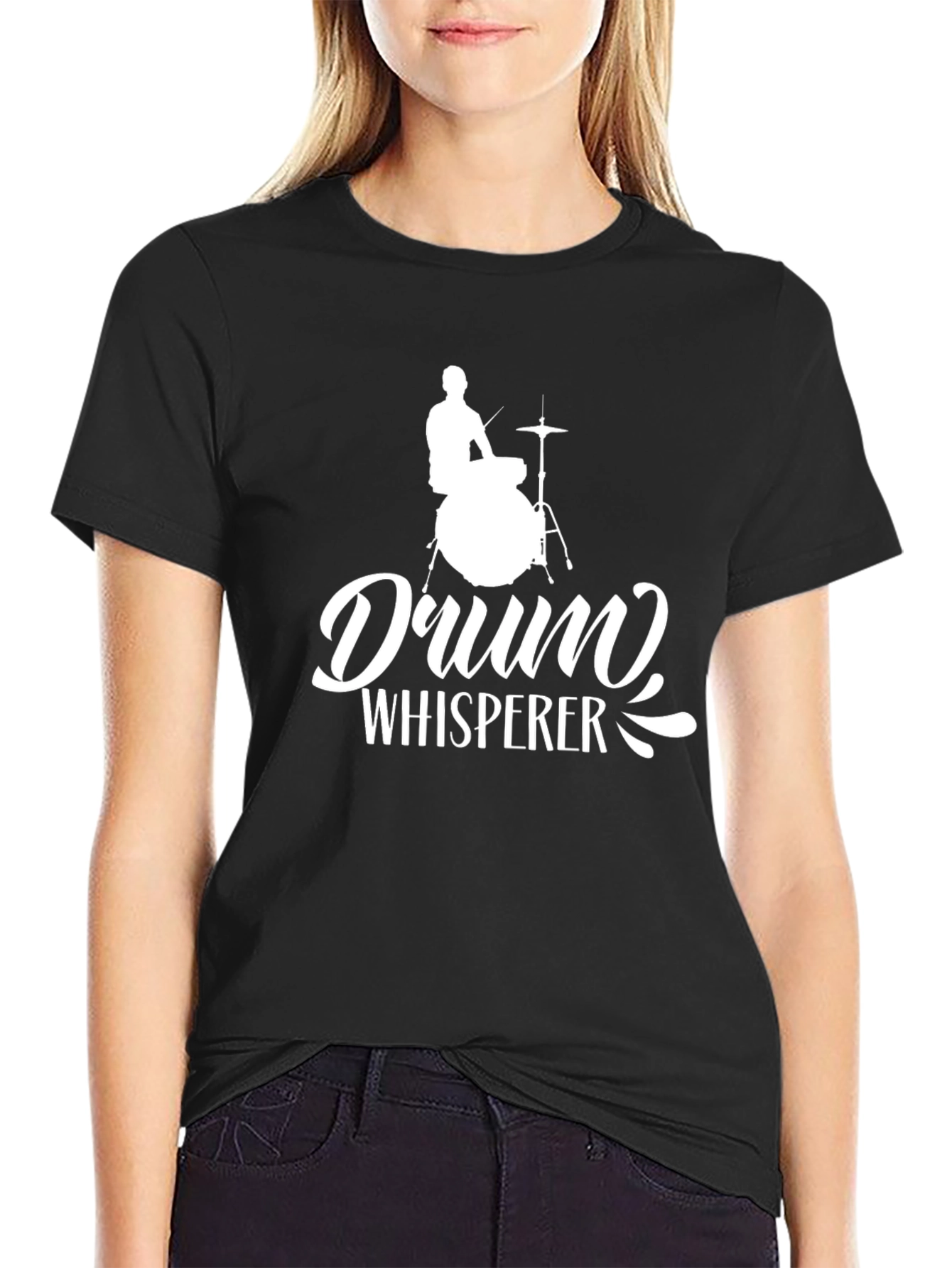 Black Drum Whisperer Graphic T-Shirt - Music Lover Tee view 2