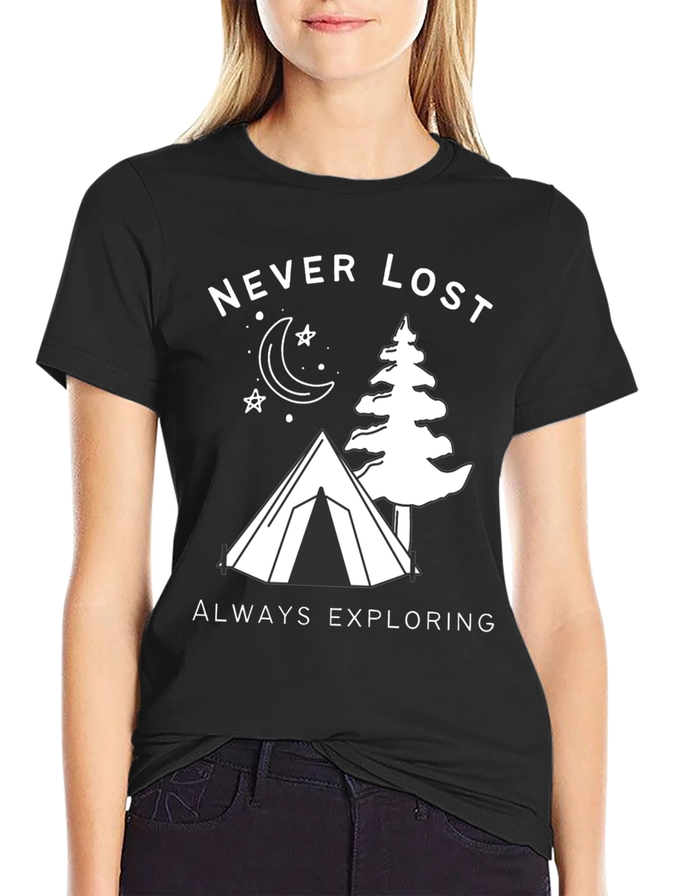 Black Never Lost Exploring Graphic T-Shirt view 2