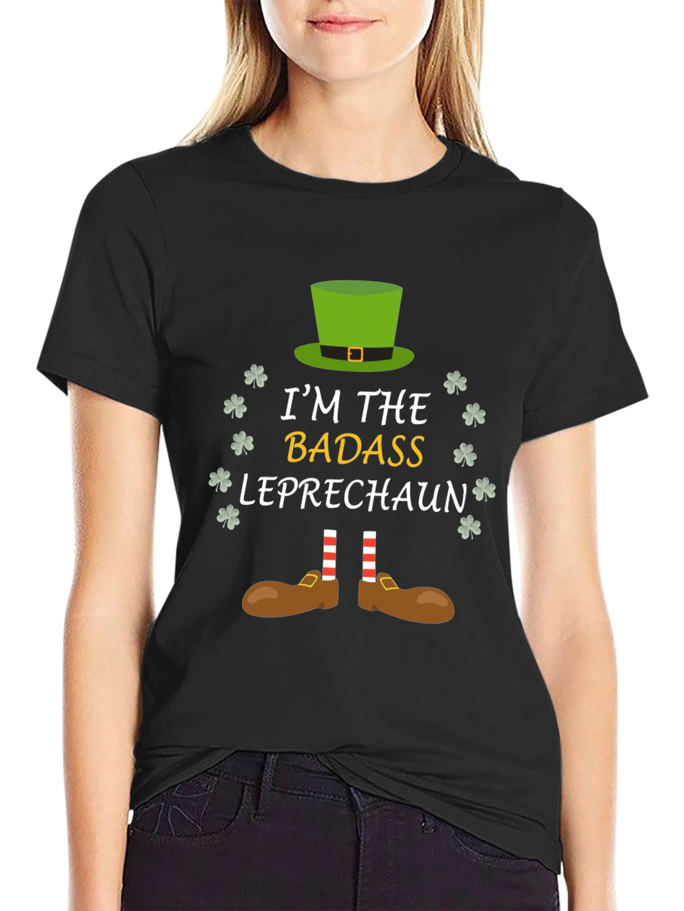 Black Badass Leprechaun St. Patrick's Day T-Shirt view 2