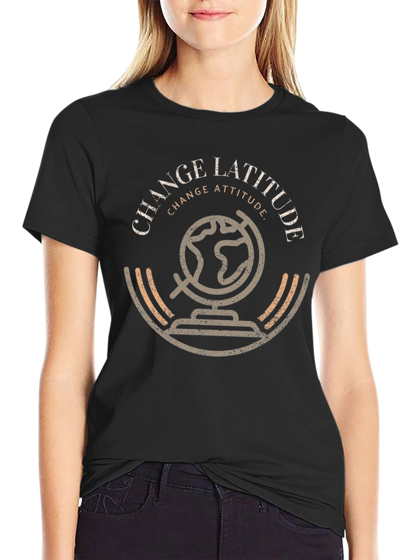 Black Change Latitude Attitude Graphic T-Shirt view 2