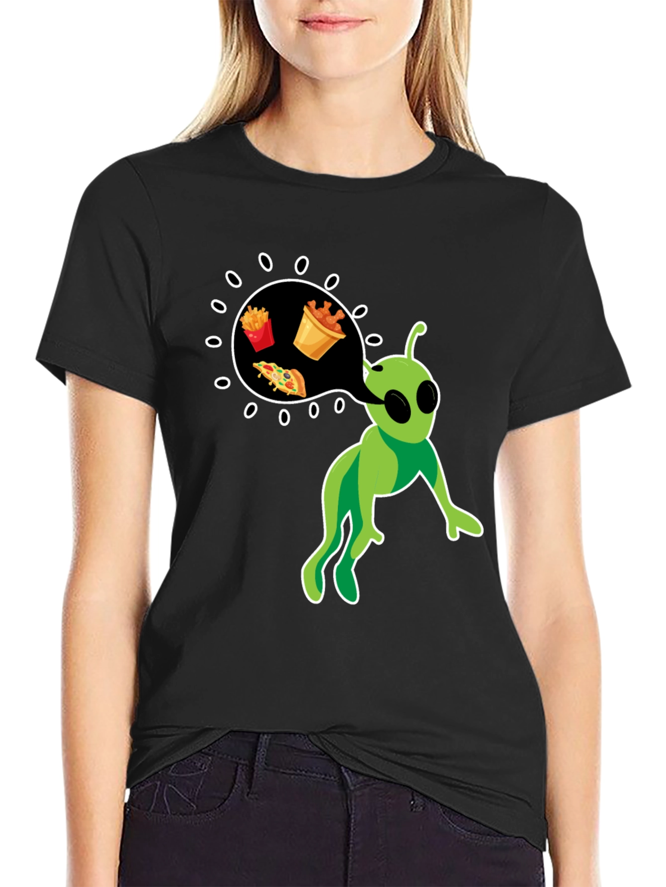 Black Alien Foodie T-Shirt view 2