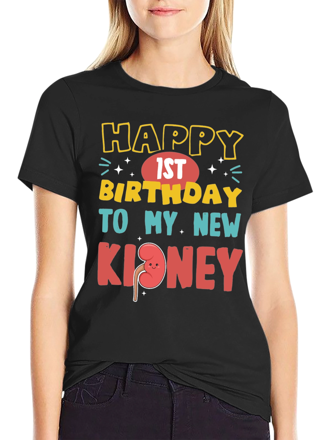 Black Funny 1st Birthday New Kidney T-Shirt view 2
