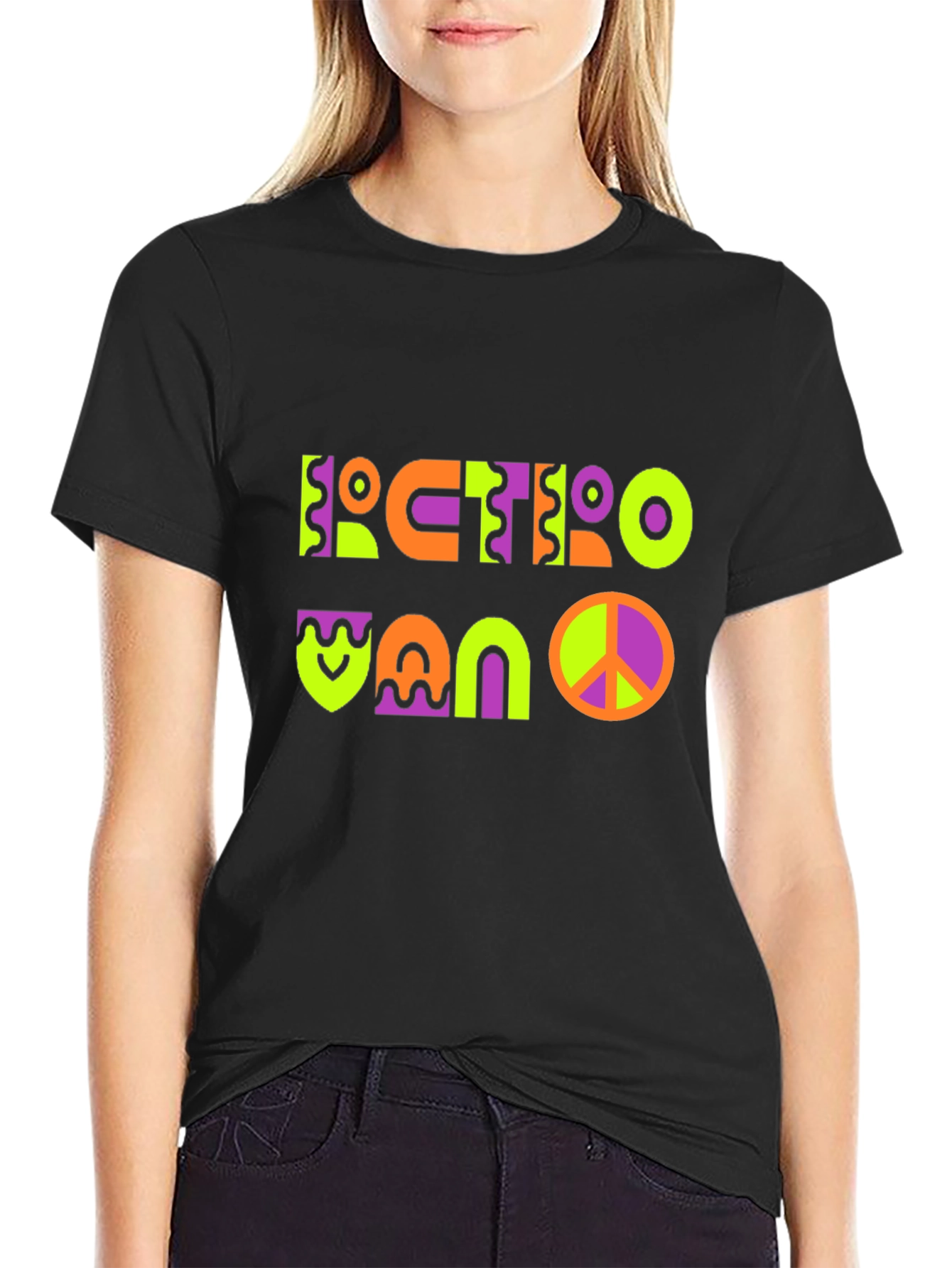 Black Retro Vano T-Shirt - Funky Graphic Tee view 2