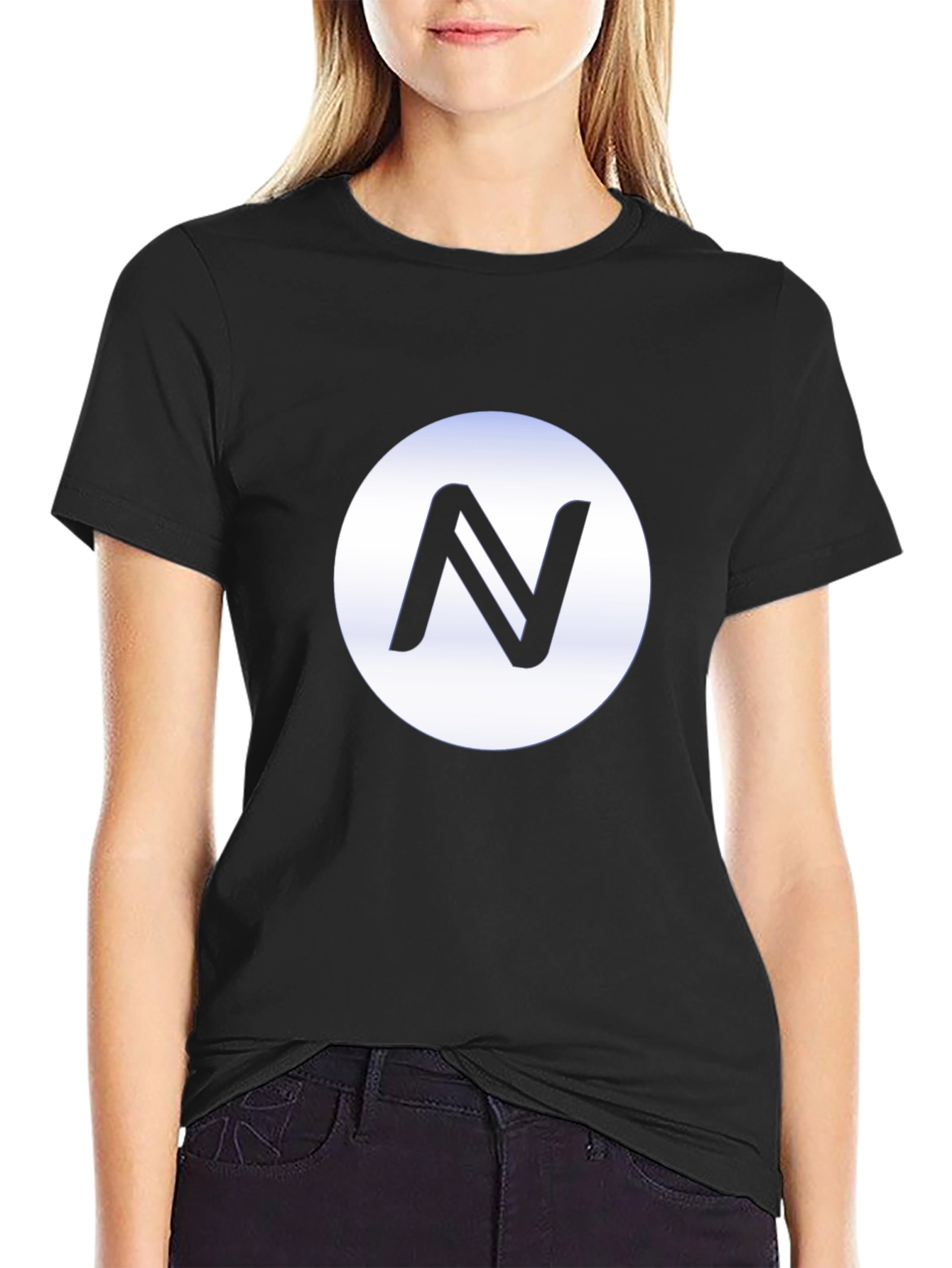 Black Black T-Shirt with Circle N Logo view 2