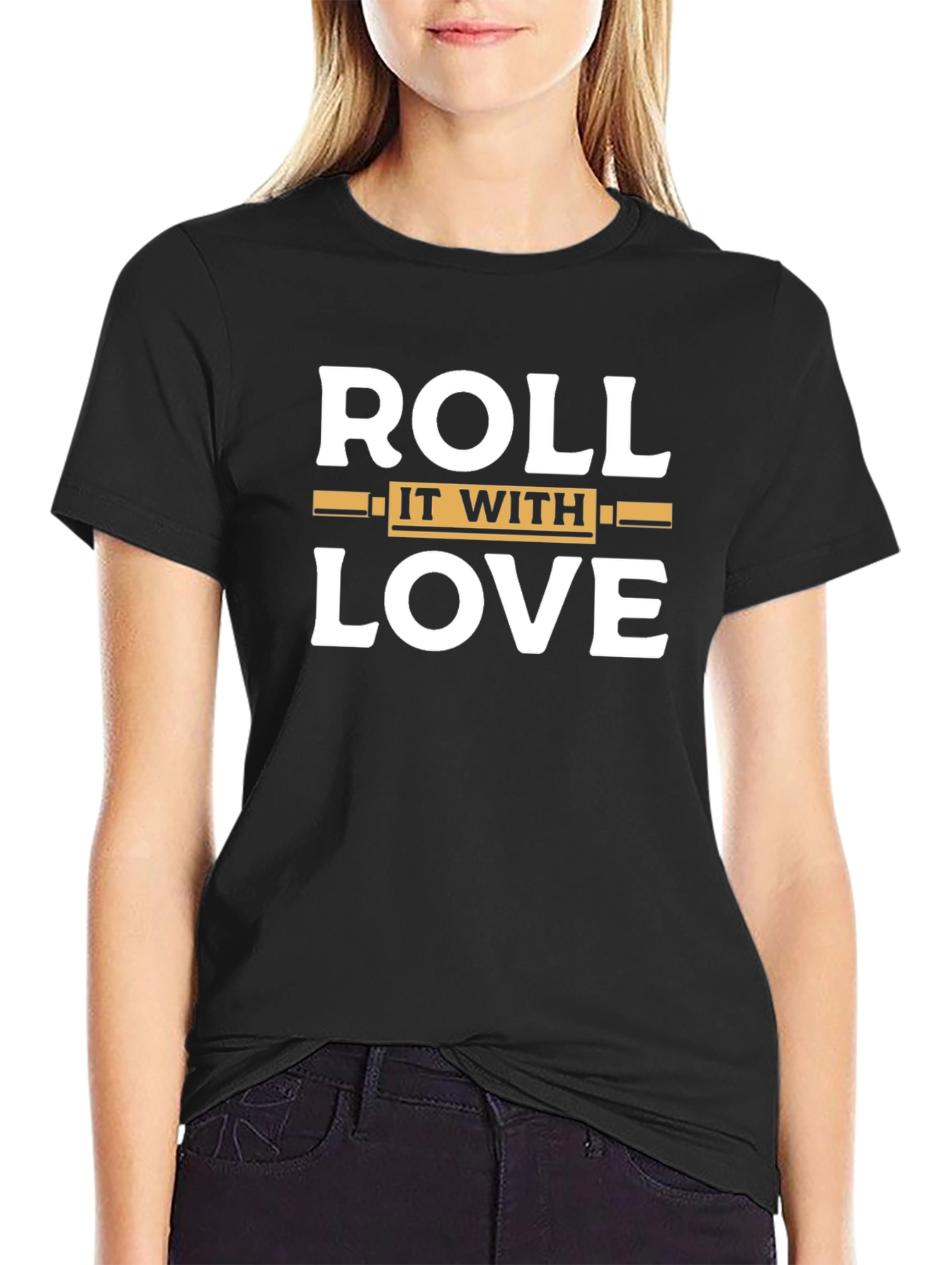 Black Roll It With Love Black Graphic Tee view 2