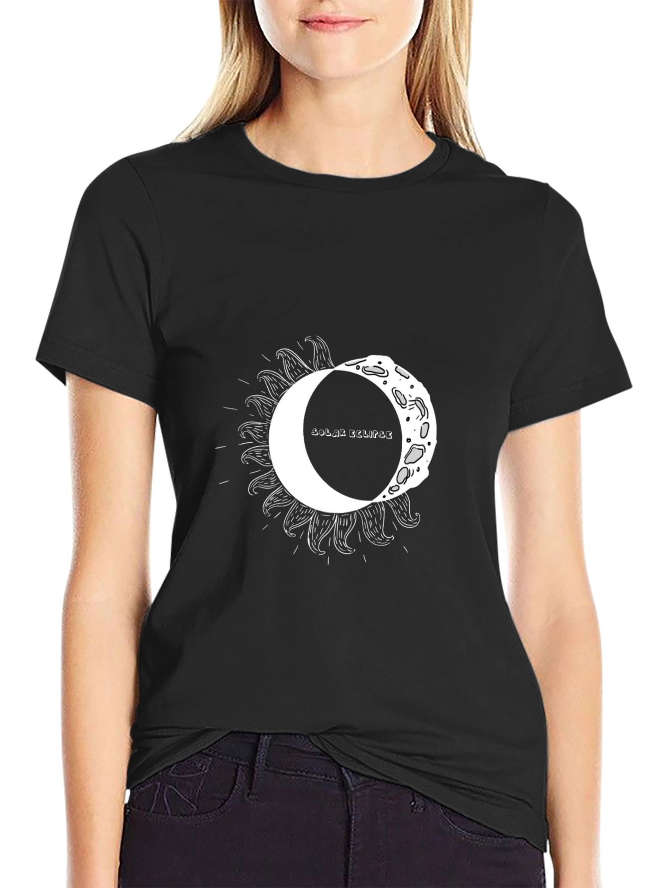 Black Solar Eclipse Graphic Tee - Unisex Black T-Shirt view 2