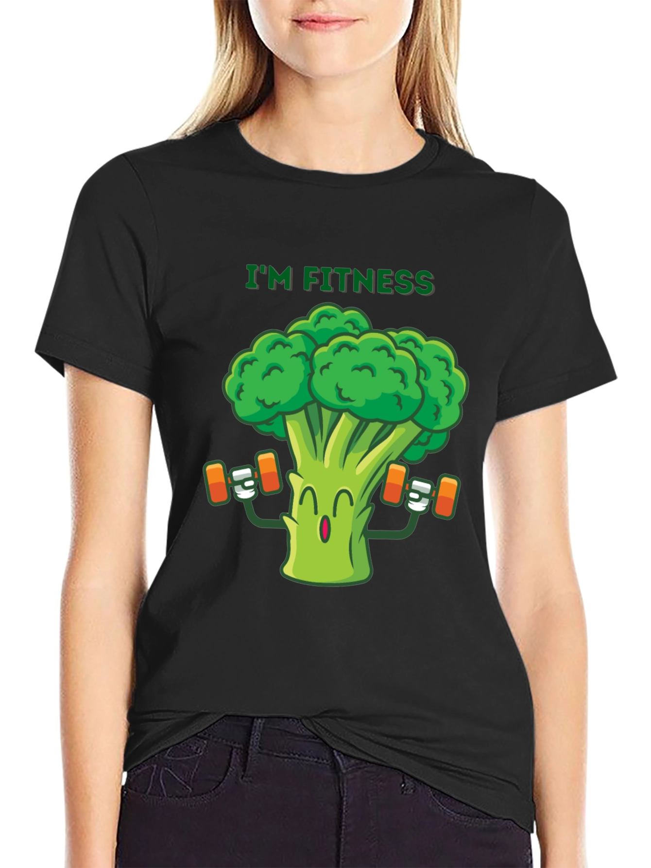 Black I'm Fitness Broccoli Graphic Tee view 2