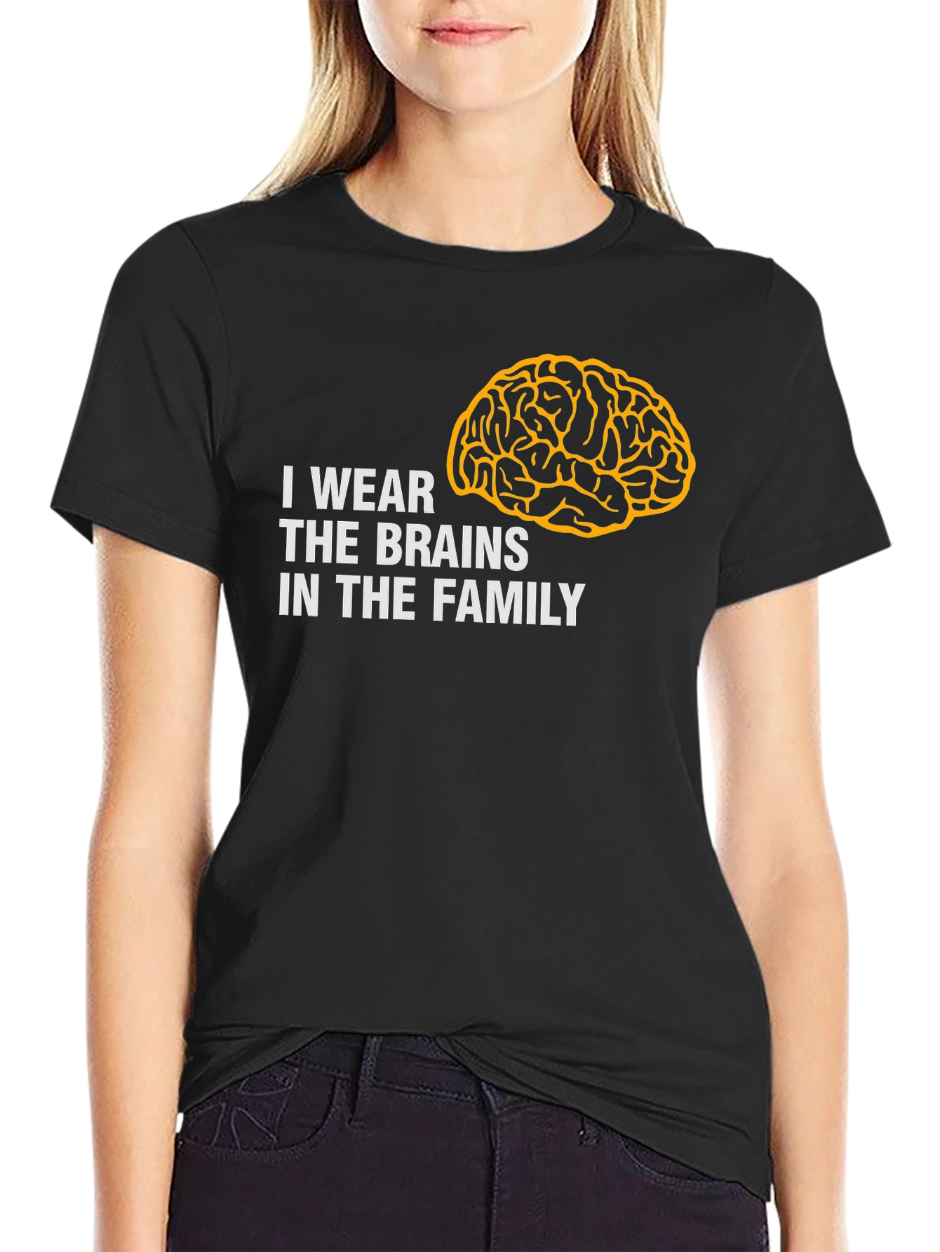 Black I Wear The Brains T-Shirt - Funny Family Tee view 2
