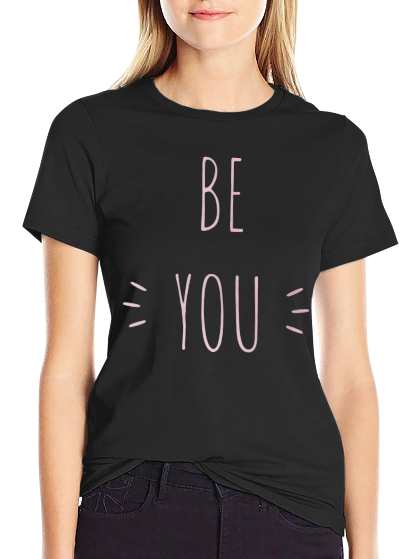 Black Be You Graphic Tee - Black Casual T-Shirt view 2