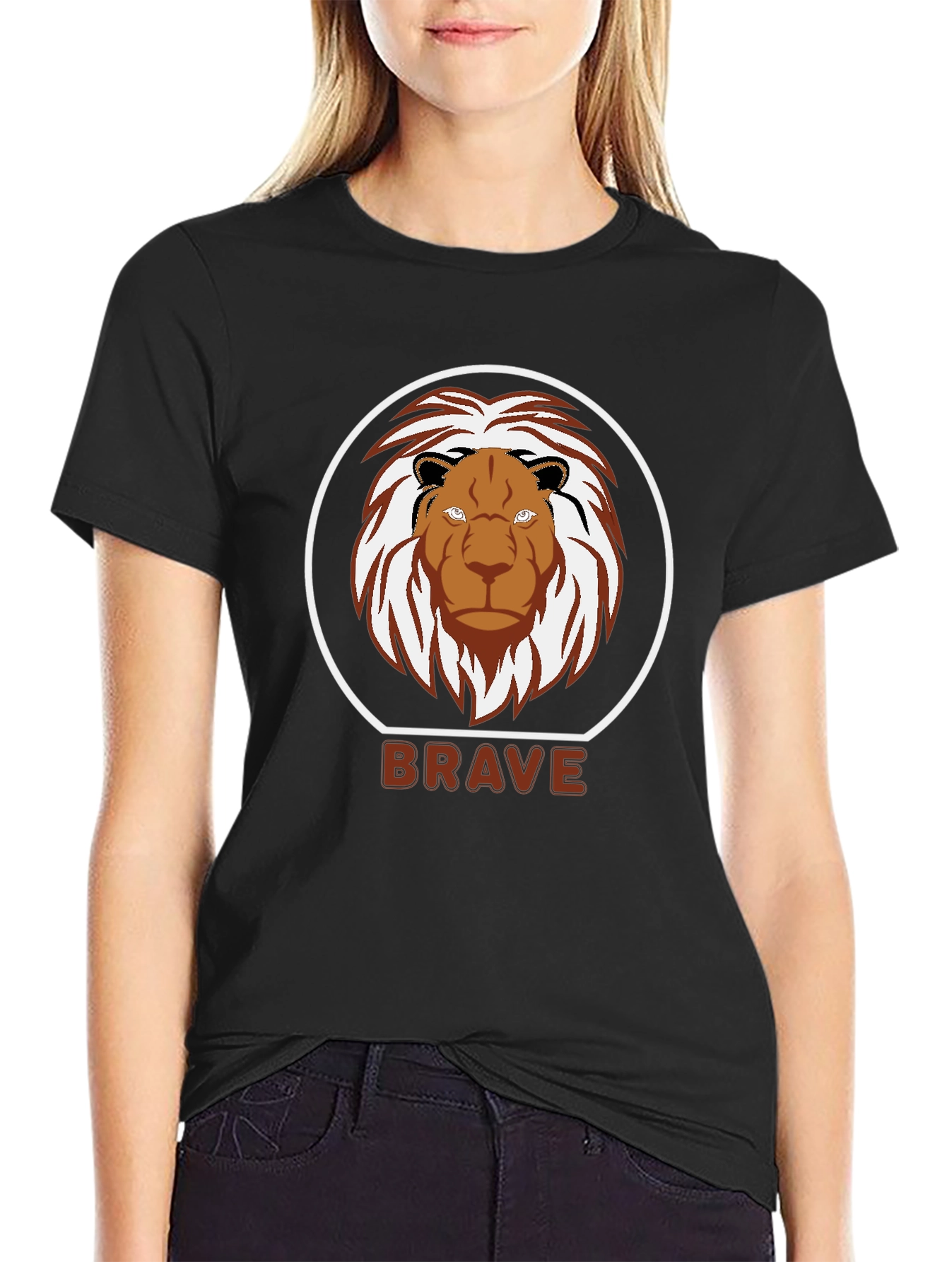 Black Brave Lion Graphic T-Shirt - Black view 2