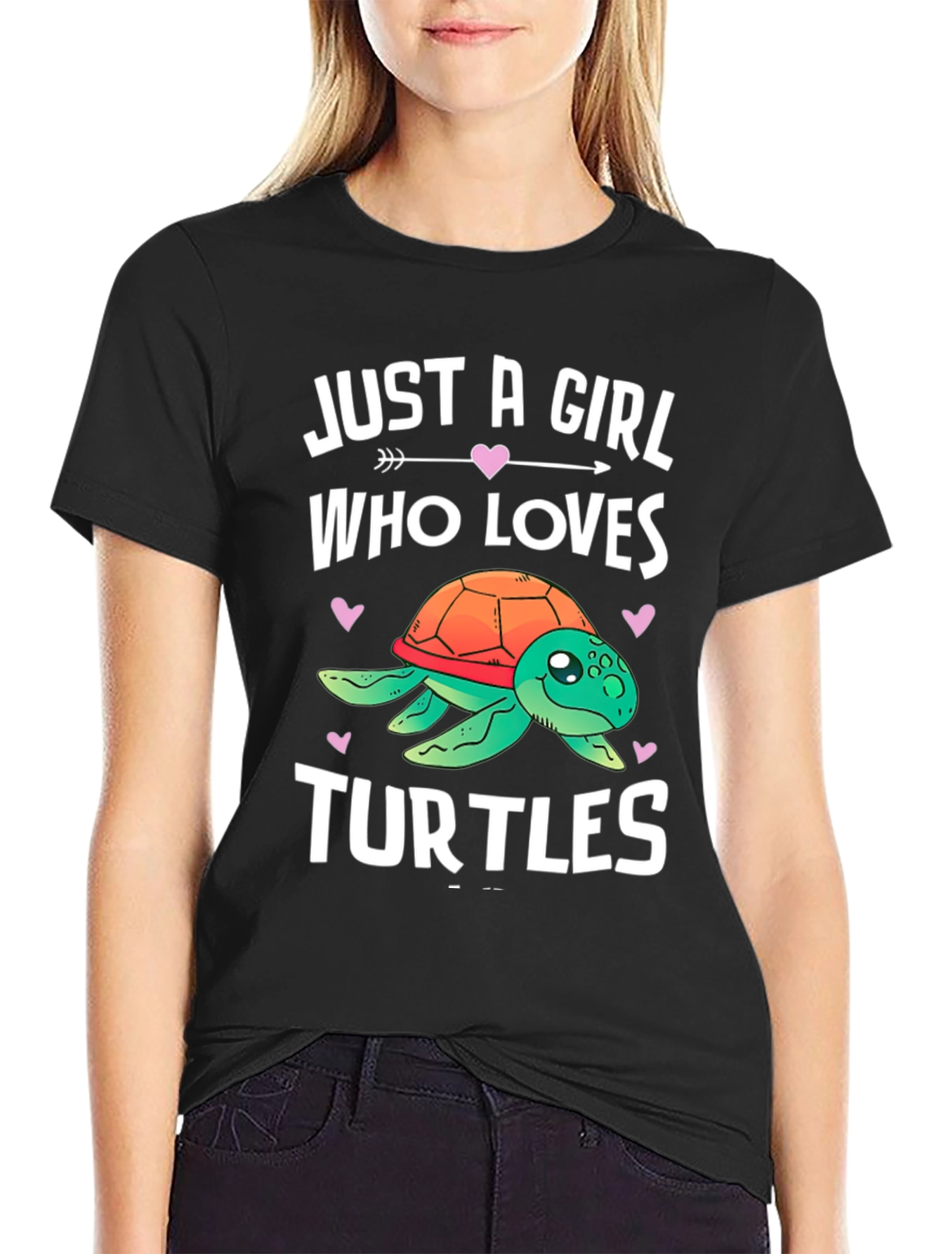 Black Girl Who Loves Turtles Black T-Shirt view 2
