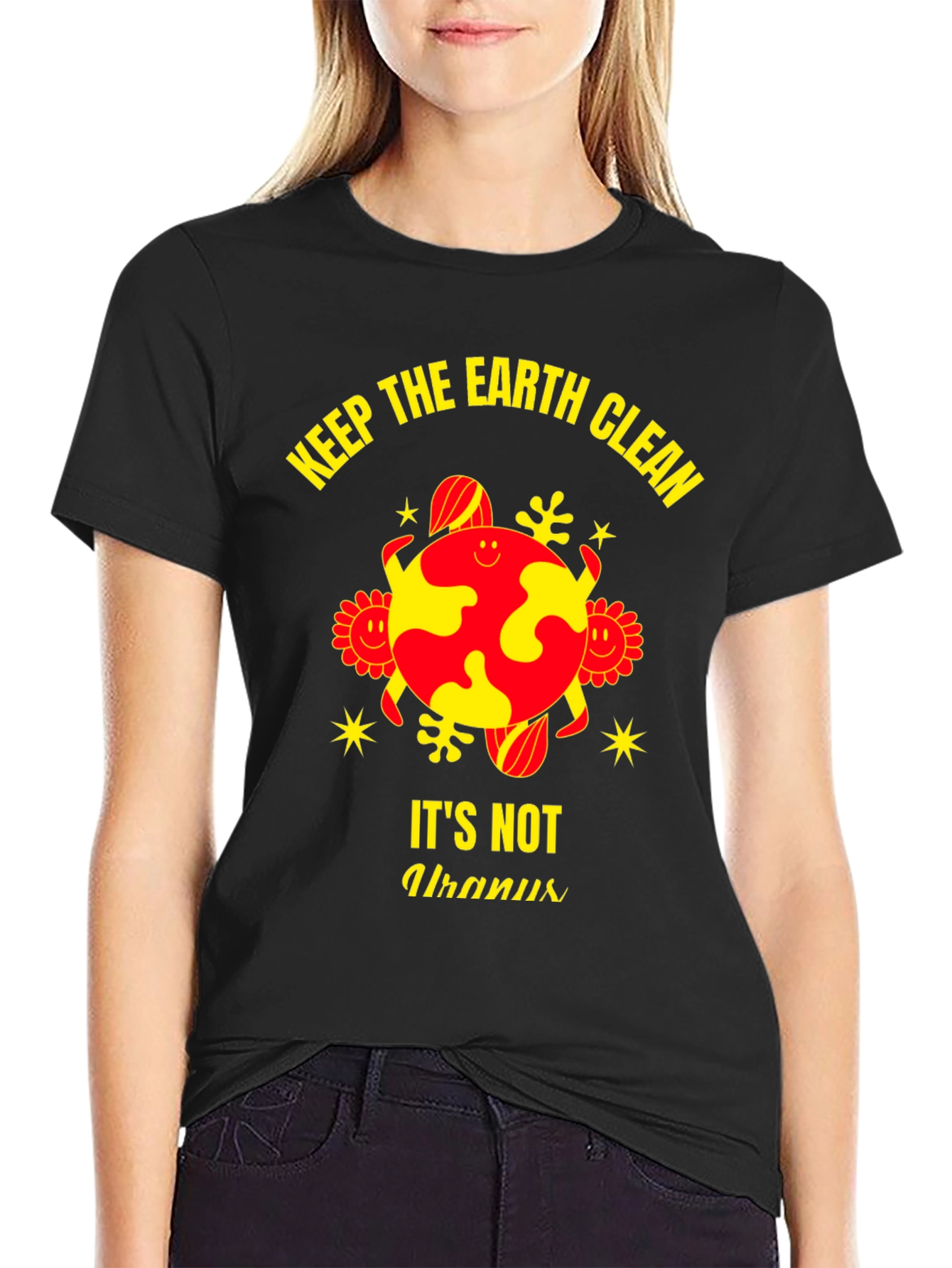 Black Keep Earth Clean T-Shirt - Save the Planet Tee view 2