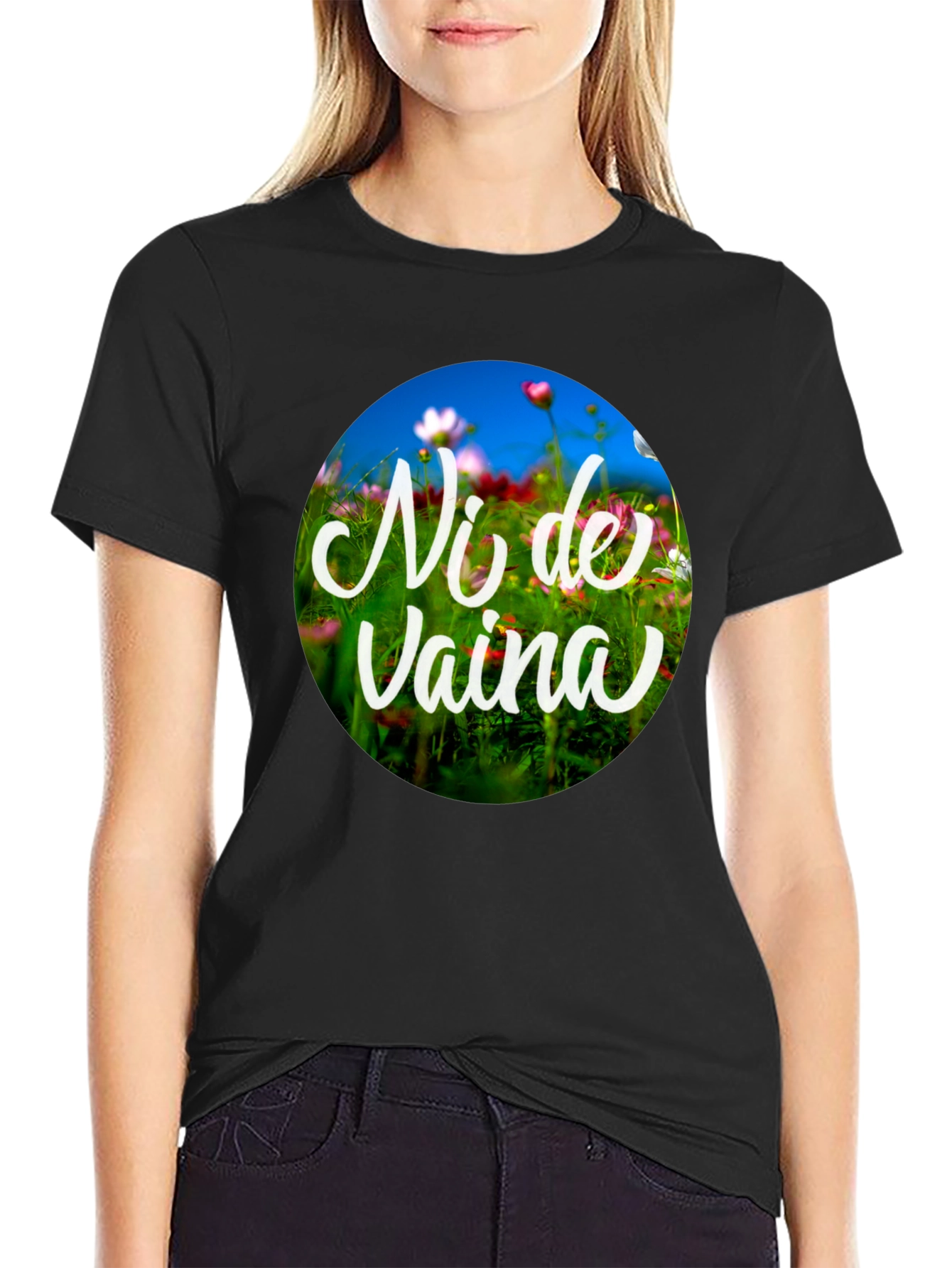 Black Ni de Vaina Graphic Print Black T-Shirt view 2