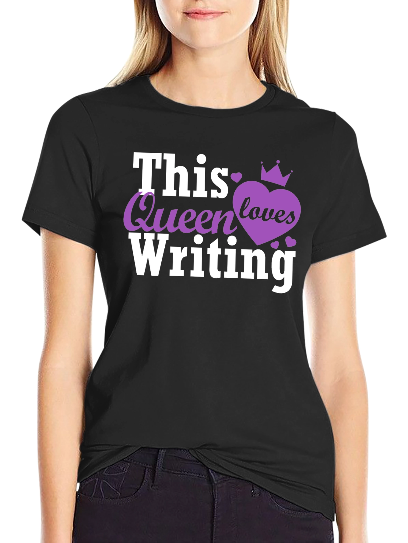 Black Queen Writing T-Shirt - Black Novelty Tee view 2