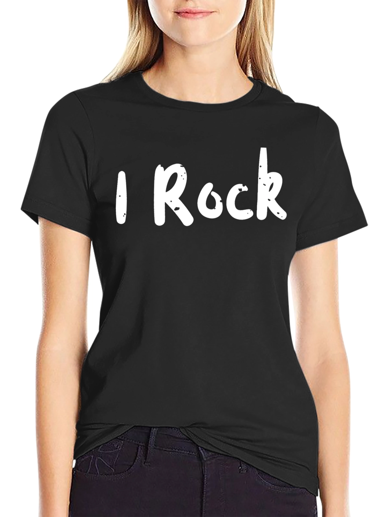 Black I Rock Graphic Tee - Black Crew Neck T-Shirt view 2