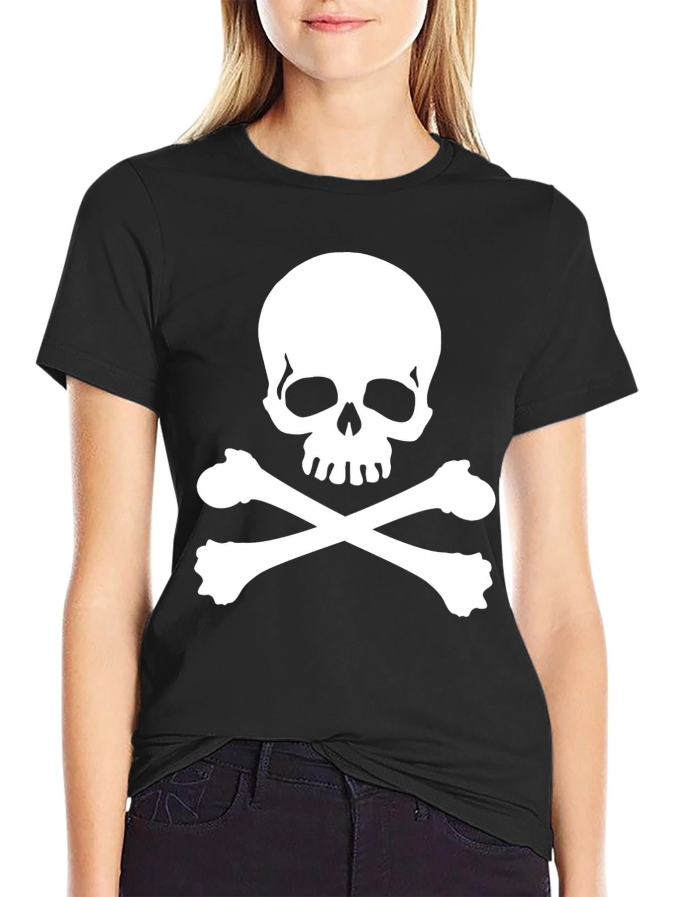 Black Skull & Crossbones Black T-Shirt - Pirate Style! view 2
