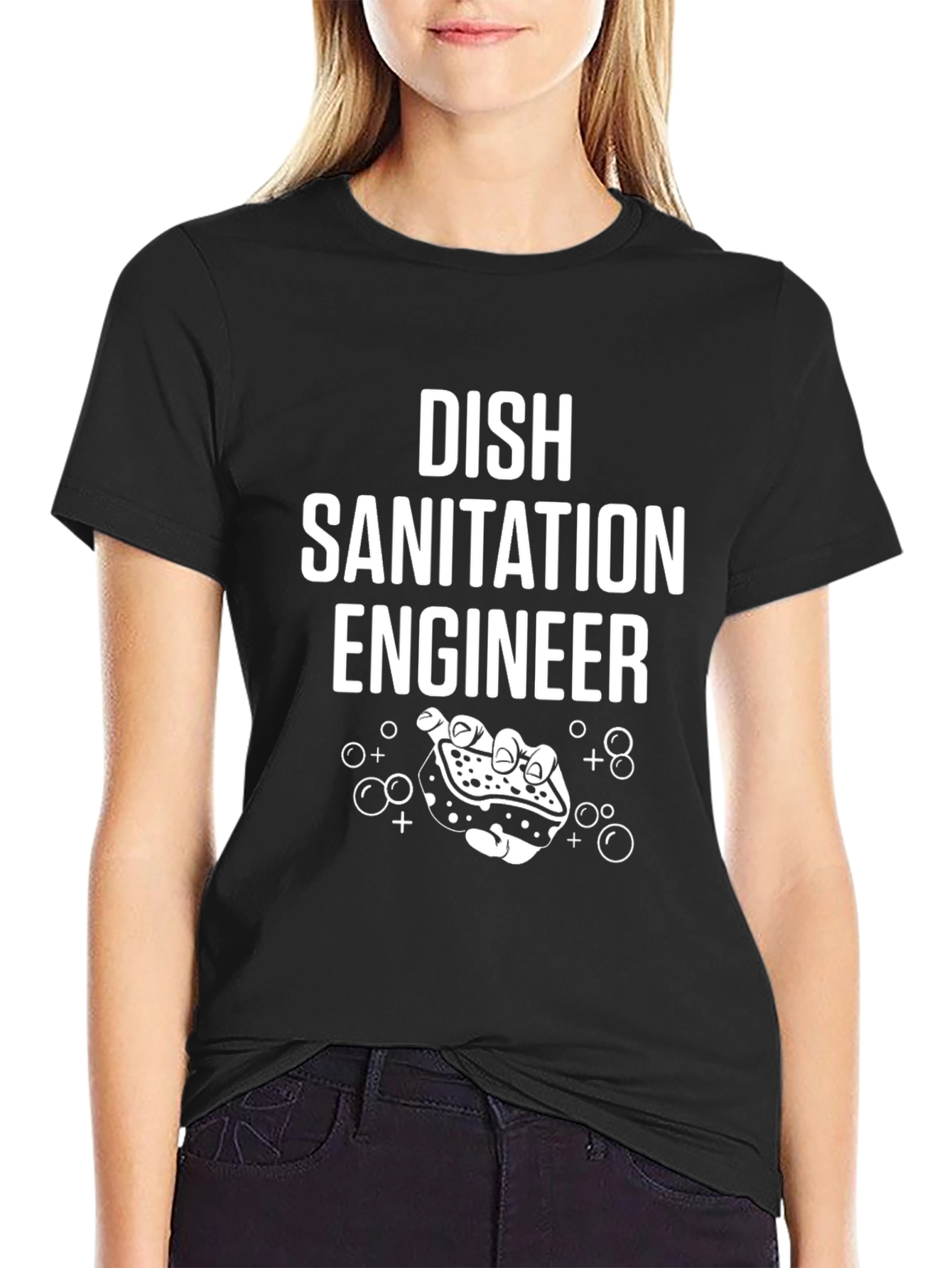Black Dish Sanitation Engineer Graphic T-Shirt view 2