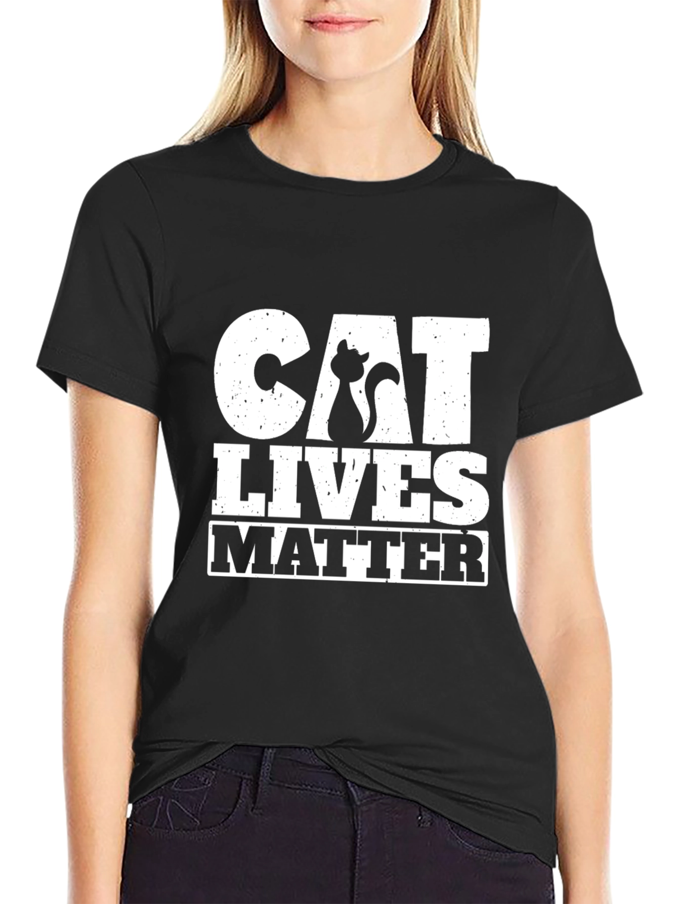 Black Cat Lives Matter Black T-Shirt view 2