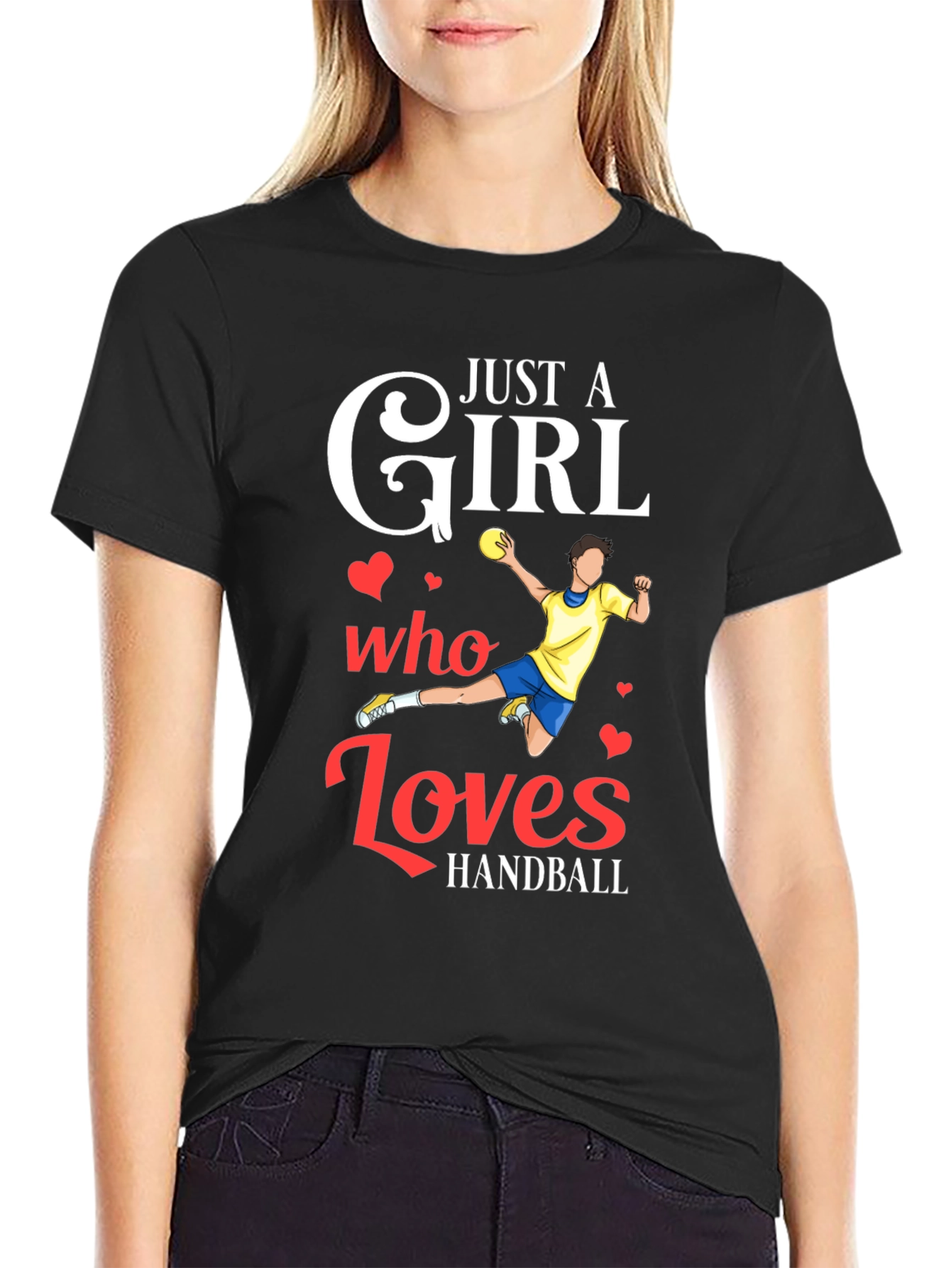 Black Handball Girl's Love T-Shirt view 2