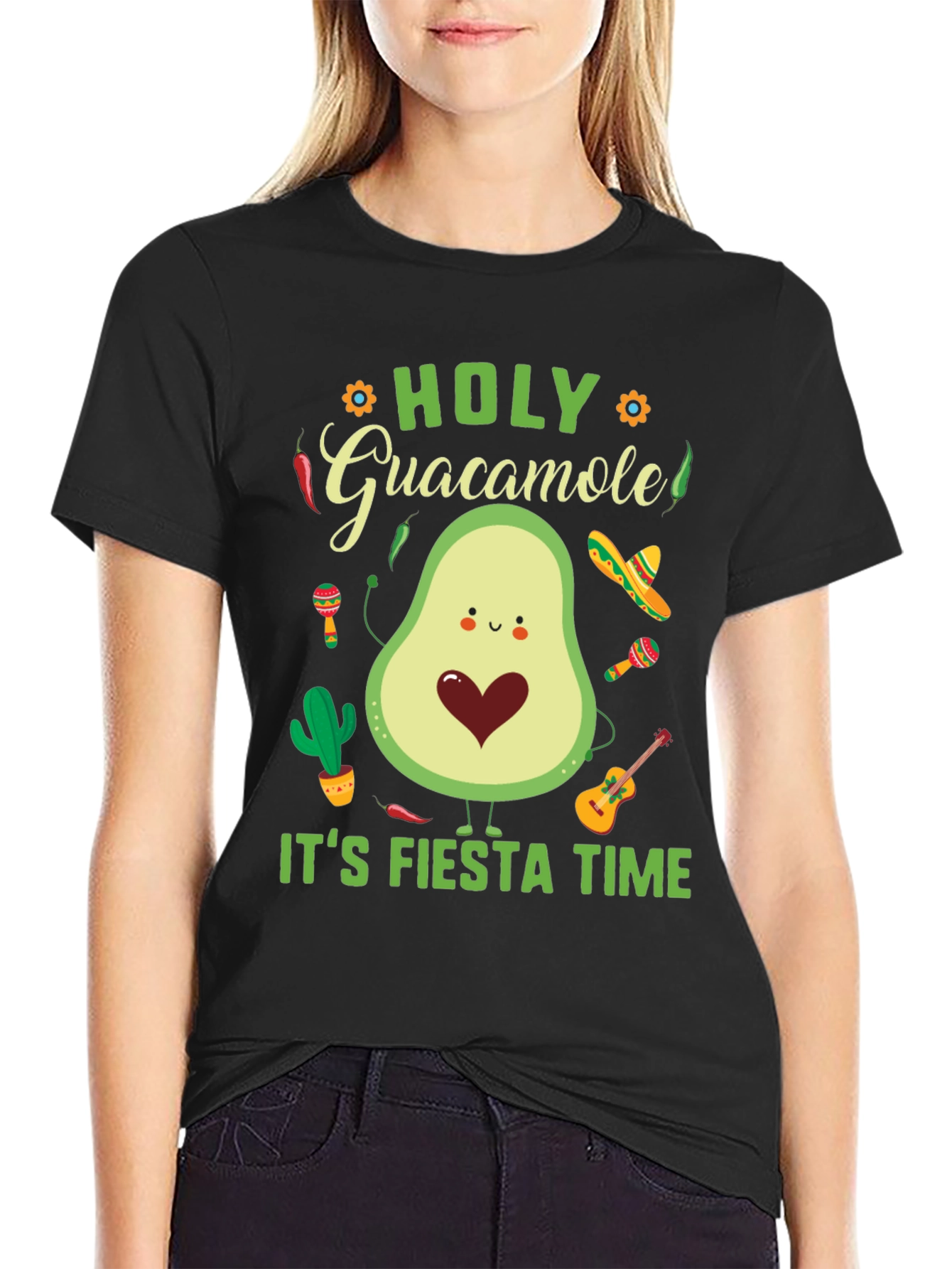 Black Fiesta Time Avocado Graphic Tee view 2