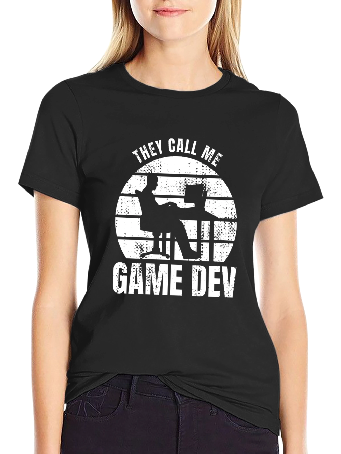 Black They Call Me Game Dev T-Shirt - Black Graphic Tee view 2