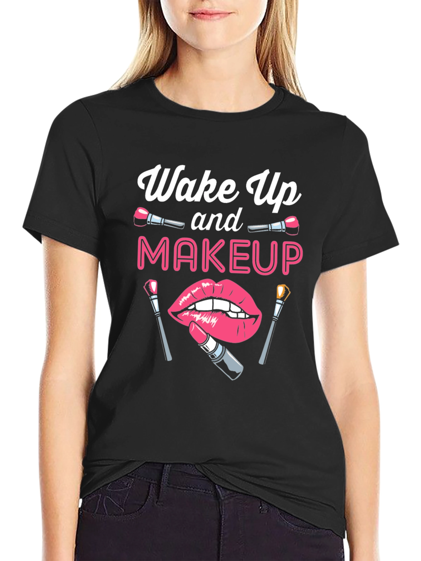 Black Wake Up Makeup T-Shirt - Beauty Lover Tee view 2