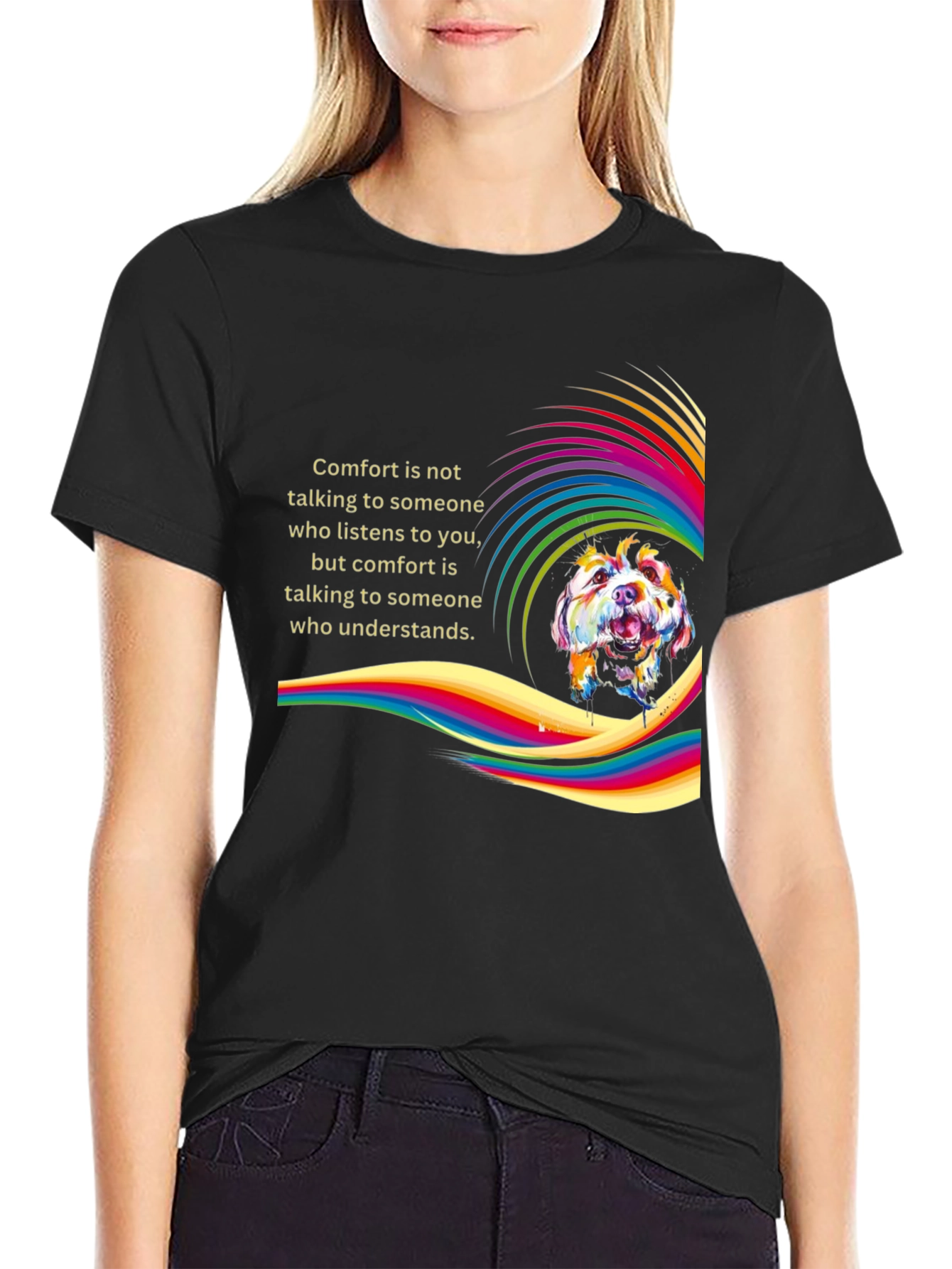 Black Comfort Dog T-Shirt - Stylish Graphic Tee for Pet Lovers view 2