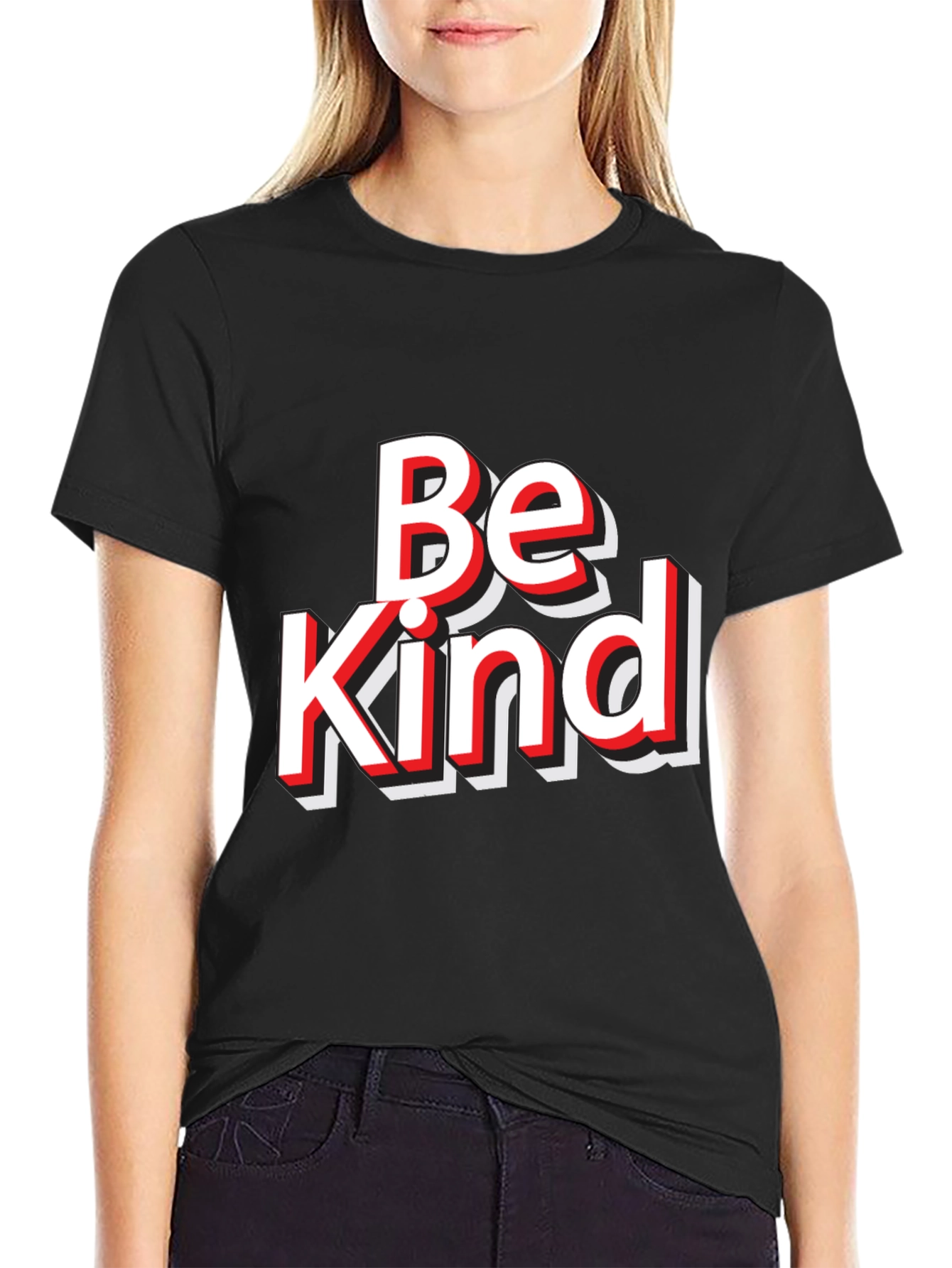 Black Be Kind Graphic Tee - Black Cotton Blend T-Shirt view 2