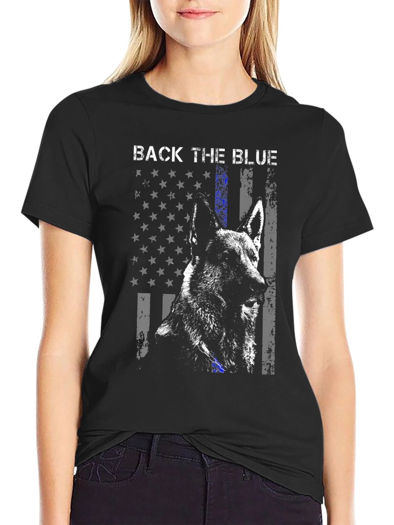 Black Back the Blue Dog T-Shirt view 2