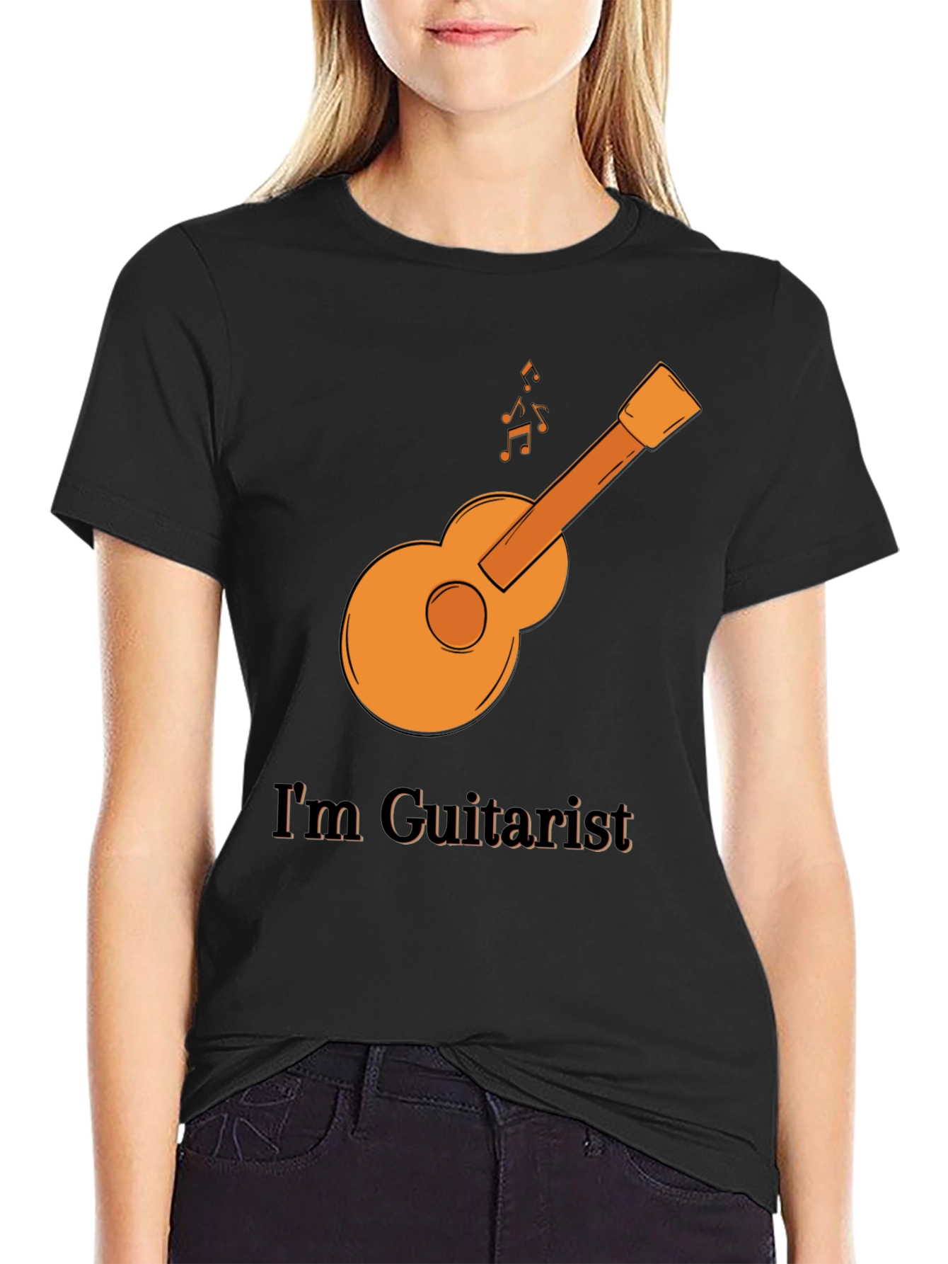 Black Guitarist T-Shirt - Music Lover Tee view 2