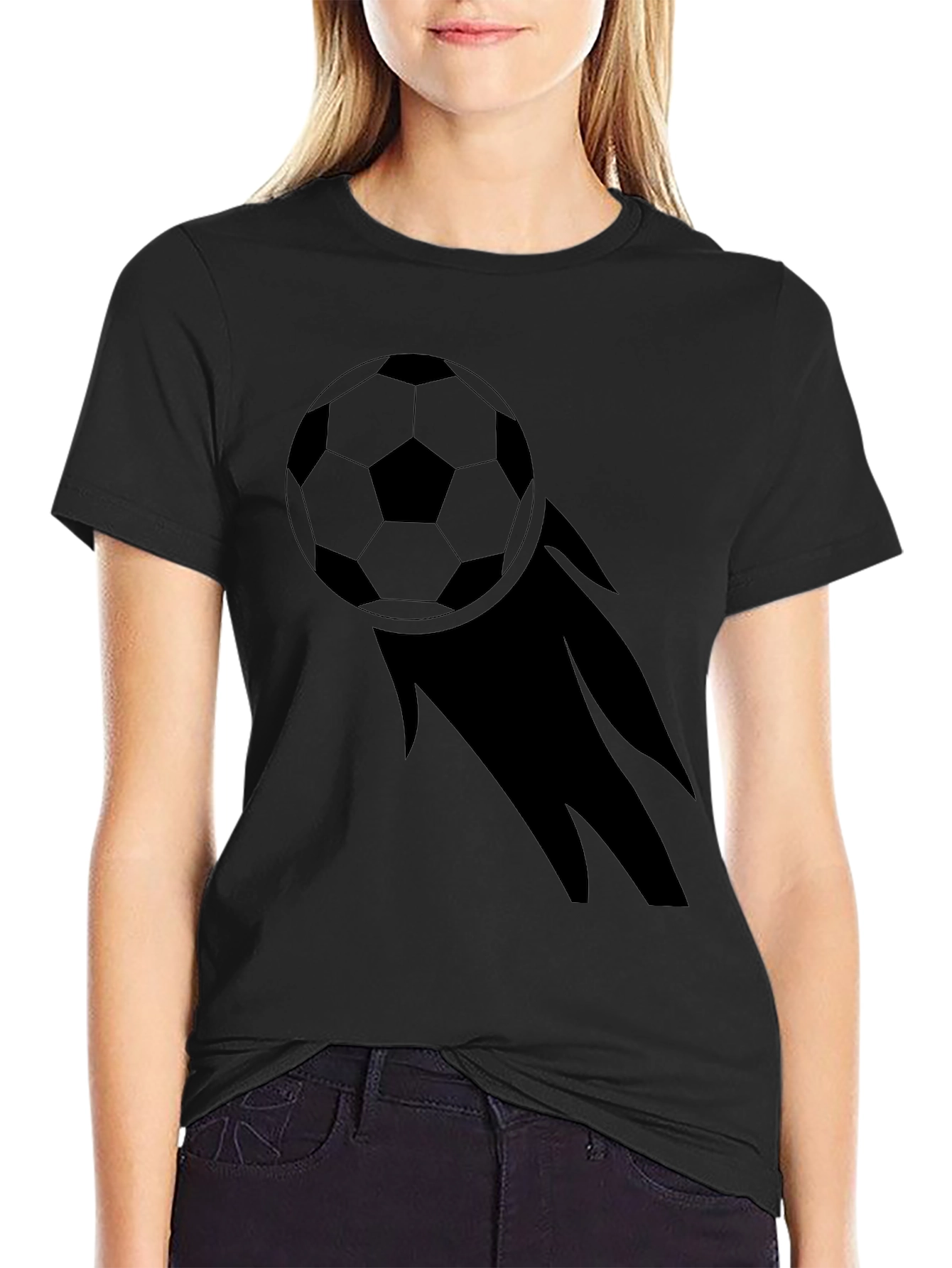 Black Soccer Ball Graphic Black Tee view 2