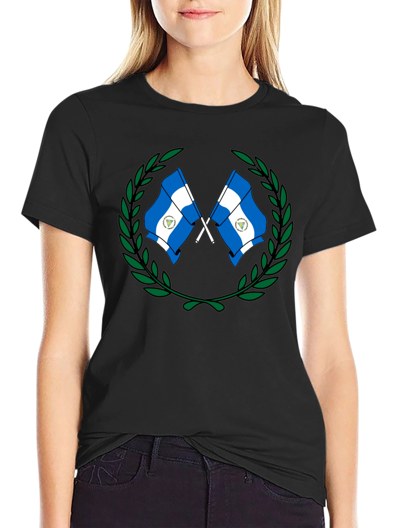 Black Nicaragua Flag T-Shirt view 2