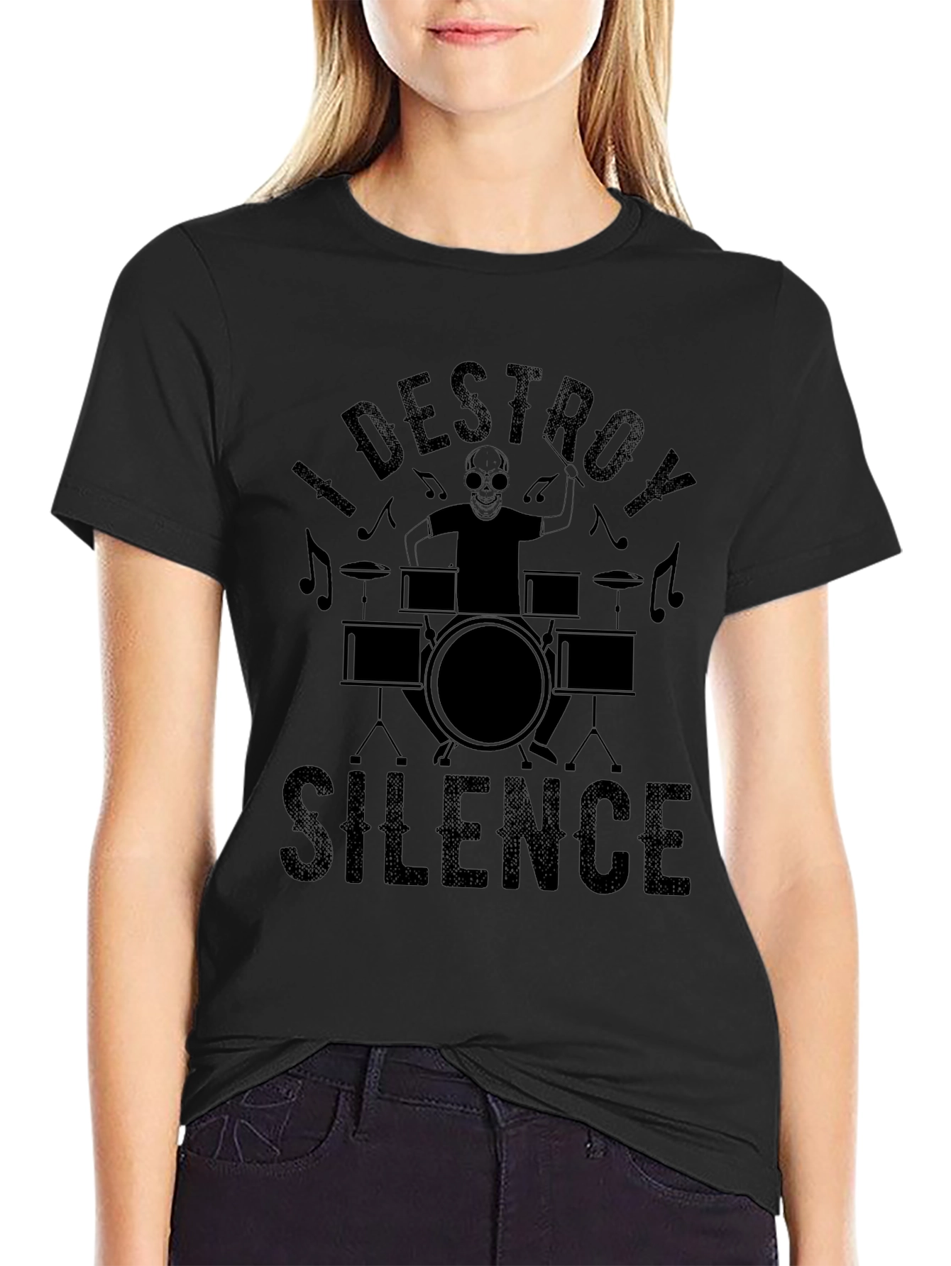 Black I Destroy Silence Black T-Shirt view 2