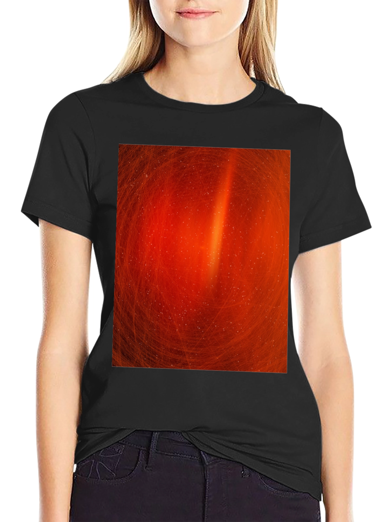 Black Fiery Swirl Black T-Shirt - Modern Art Design view 2
